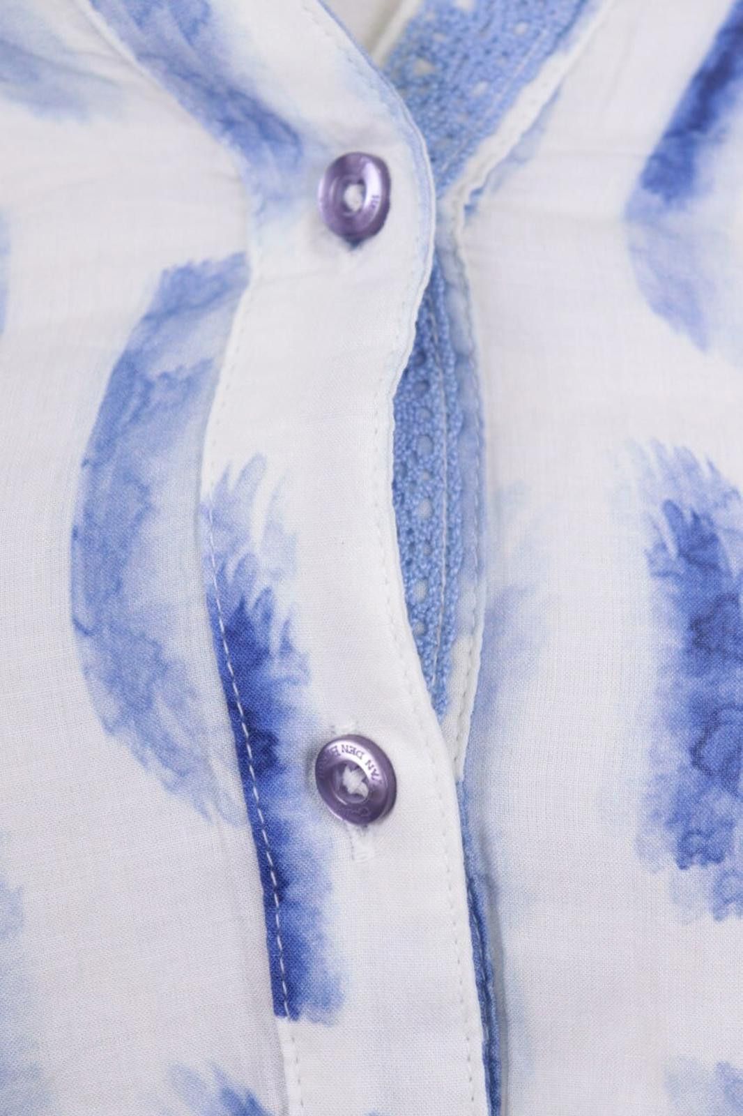 Designer Emily Van Den Bergh White Blue Henley Blouse Shirt Size 38 Size M / US 6-8 / IT 42-44 - 3 Thumbnail