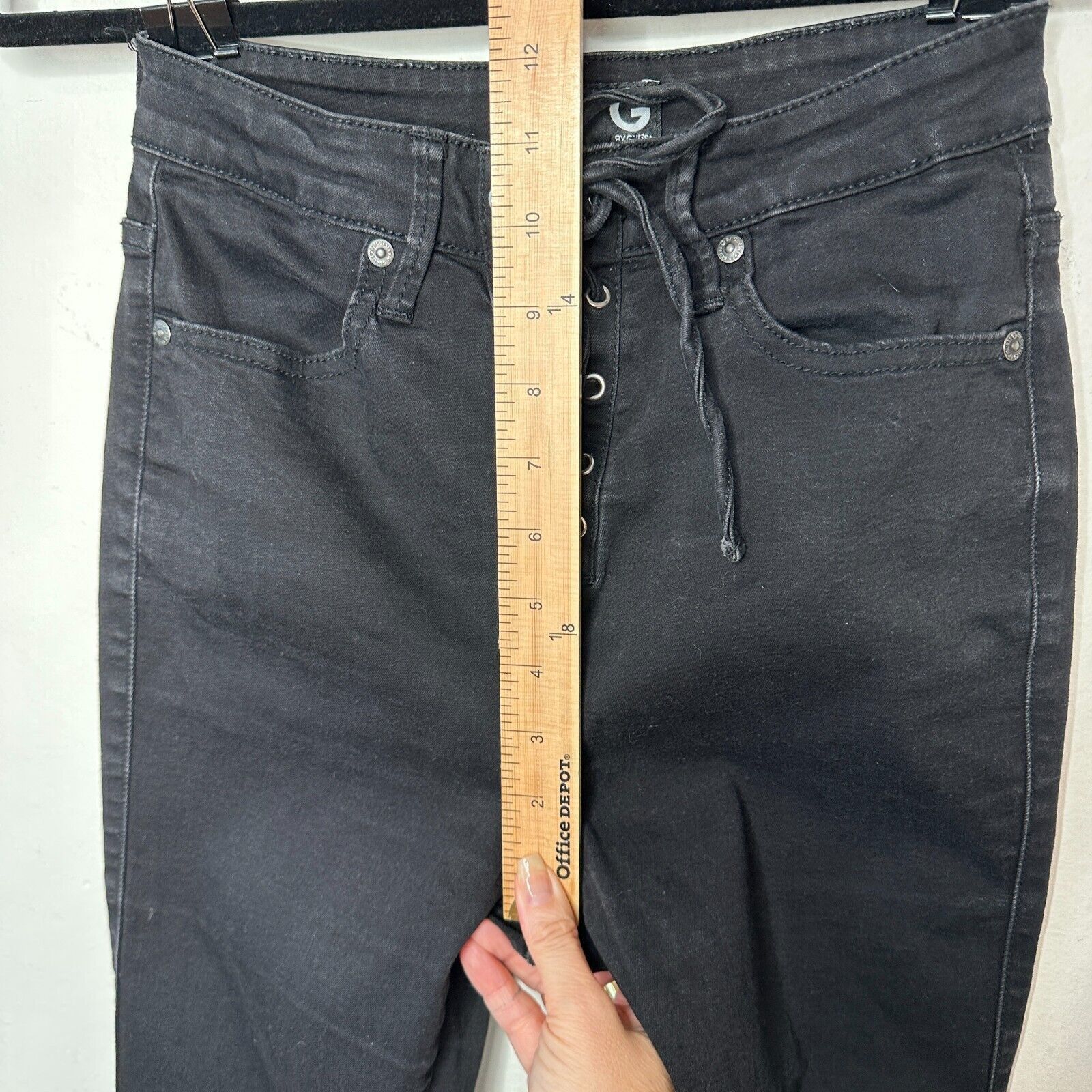 Other G By Guess Stone Black Lace-Up High Waist Skinny Jeans 28 Size 28" / US 6 / IT 42 - 7 Thumbnail