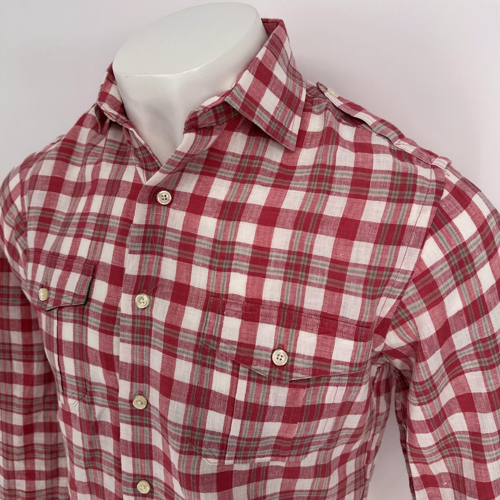 Brooks Brothers Brooks Brothers Shirt Mens Medium Red Plaid Linen Slim Fit Button Down Size US M / EU 48-50 / 2 - 2 Thumbnail