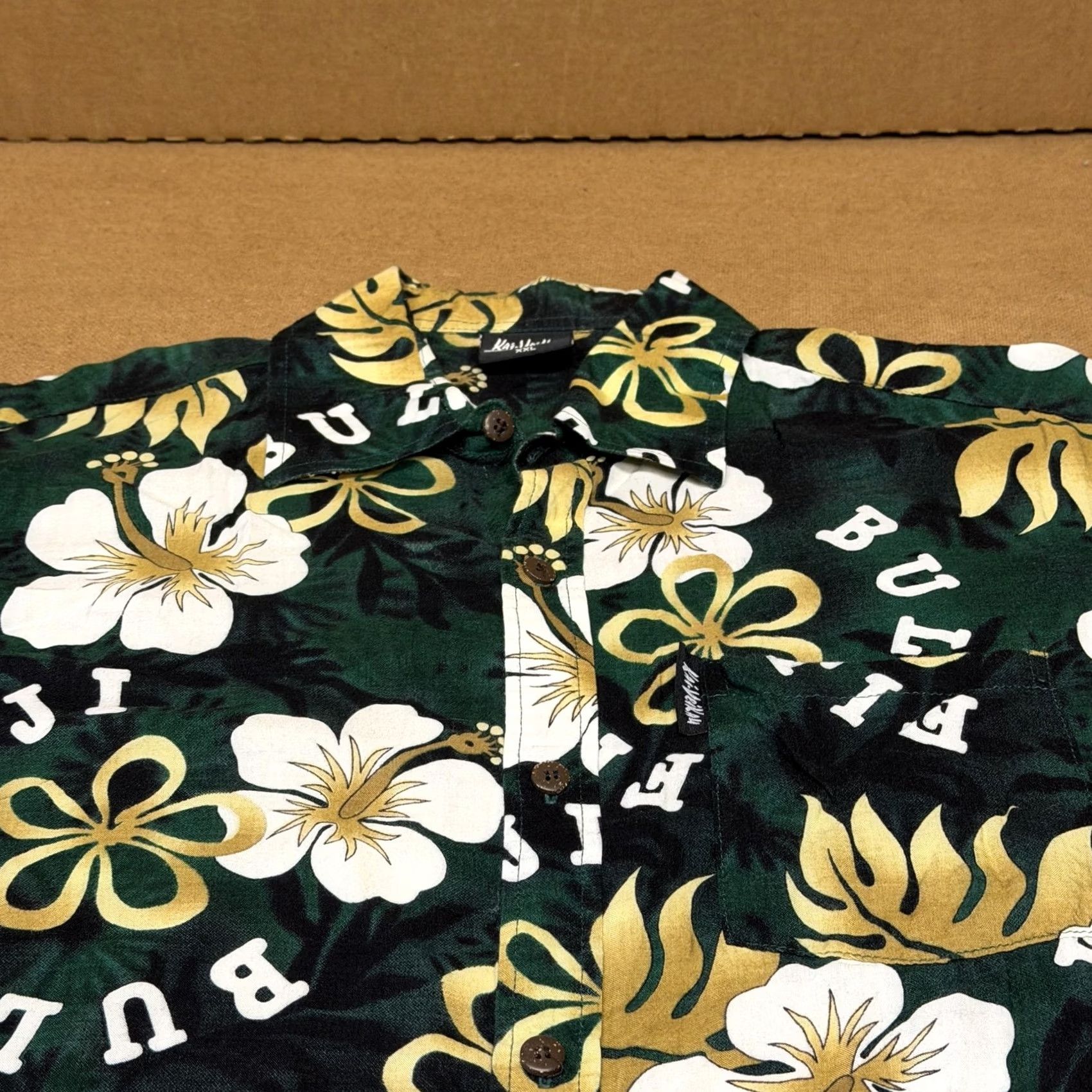 Vintage Kai-Veikau Shirt Mens XL Short Sleeve Green Floral Button-Up Hawaiian Bula Fiji Tropical Vacation Sailor? Size US XL / EU 56 / 4 - 3 Thumbnail
