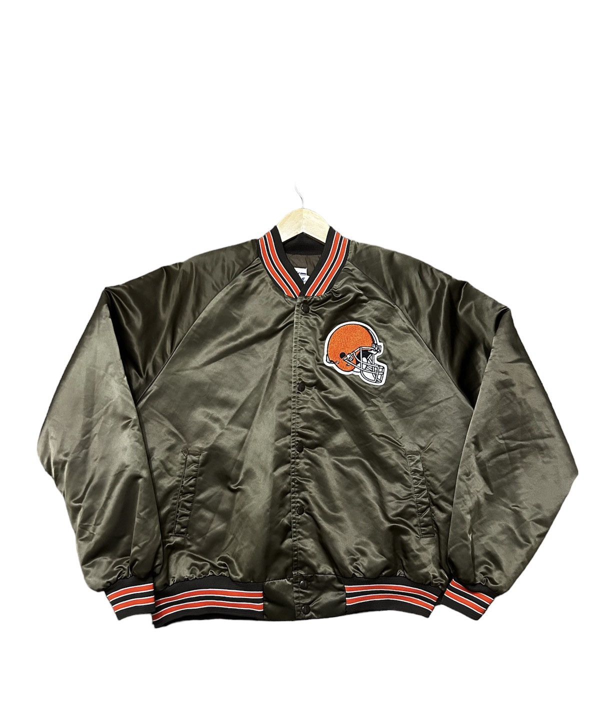 Image of Chalk Line x Nfl Vintage 80's Cleveland Browns Satin Bomber Jacket, Men's (Size XL)