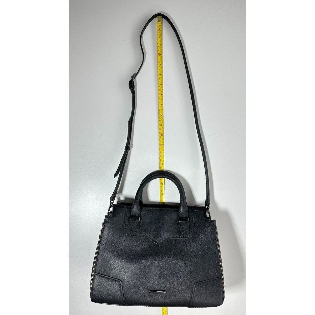Rebecca Minkoff Rebecca Minkoff Saffiano Leather Black Satchel Crossbody Bag Size ONE SIZE - 21 Thumbnail