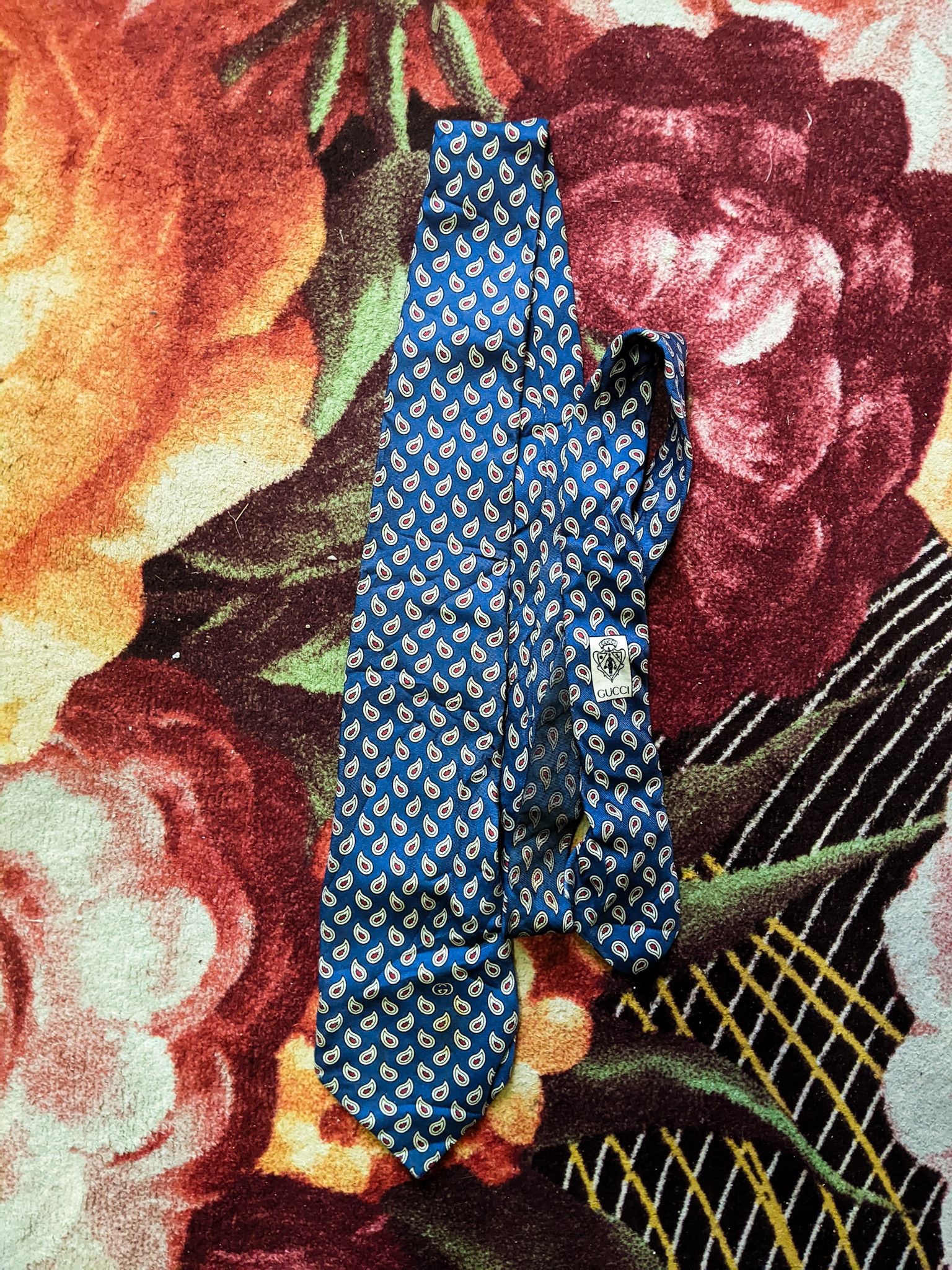 Gucci Vintage Gucci Blue Paisley Silk Tie Size ONE SIZE - 1 Thumbnail
