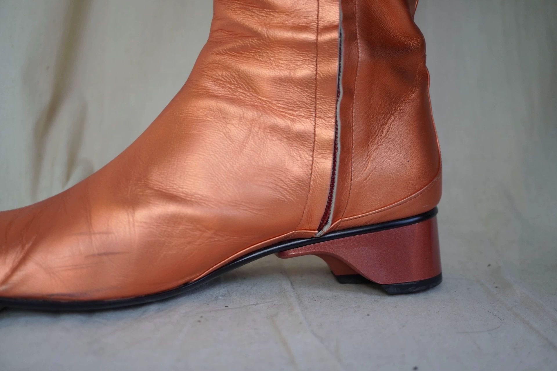 Issey Miyake Issey Miyake 90s Pearlescent Orange Lambskin Boots Size US 6.5 / IT 36.5 - 8 Thumbnail
