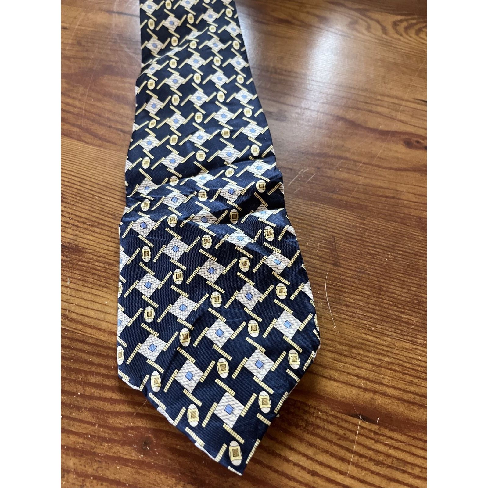 Marc O'Polo Marco Polo Italian Style Men’s Navy Blue Geometric Silk tie Size ONE SIZE - 6 Thumbnail
