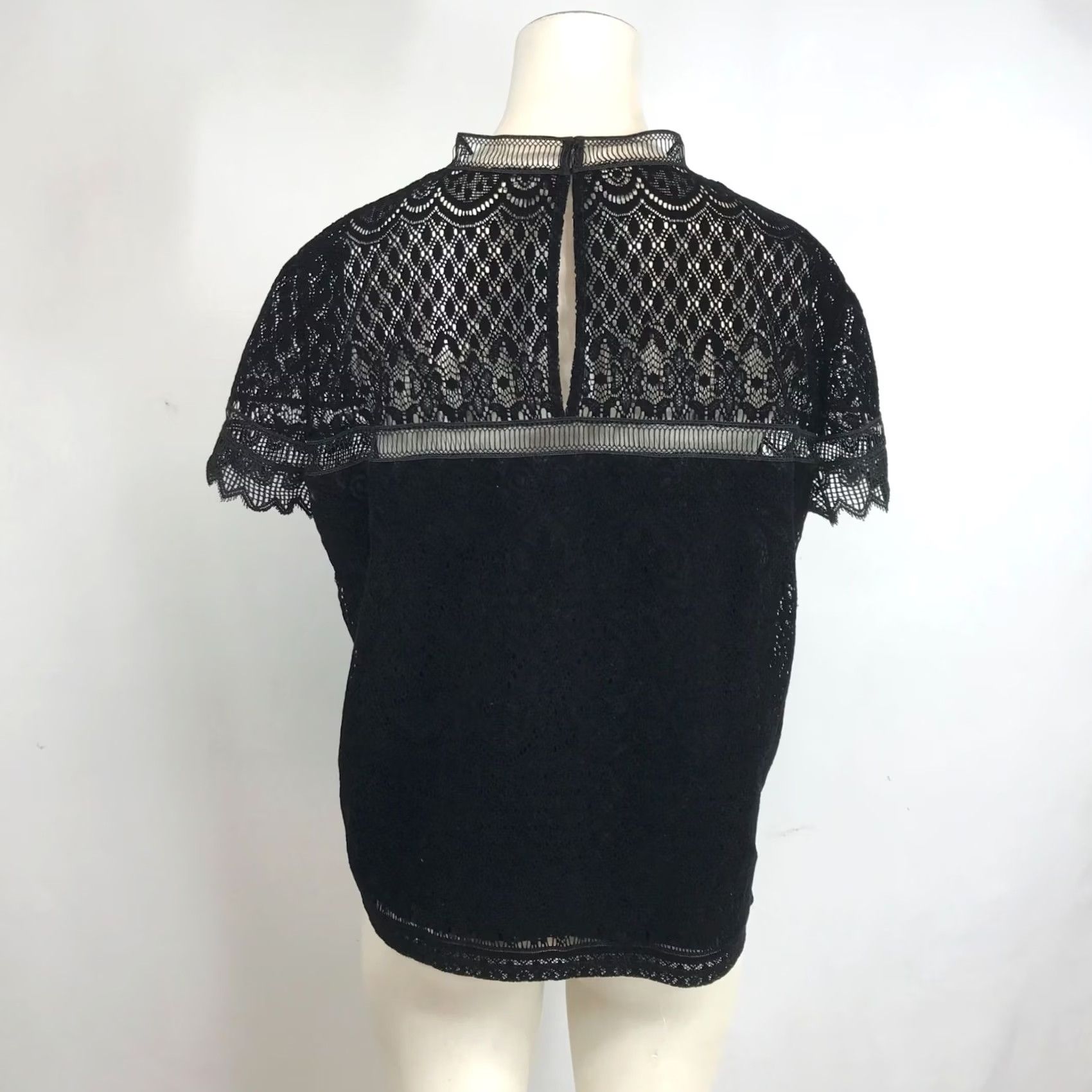 Laundry by Shelli Segal LAUNDRY BY SHELLI SEGAL Black Short Sleeve Lace Detail Top Womens L Size L / US 10 / IT 46 - 5 Thumbnail