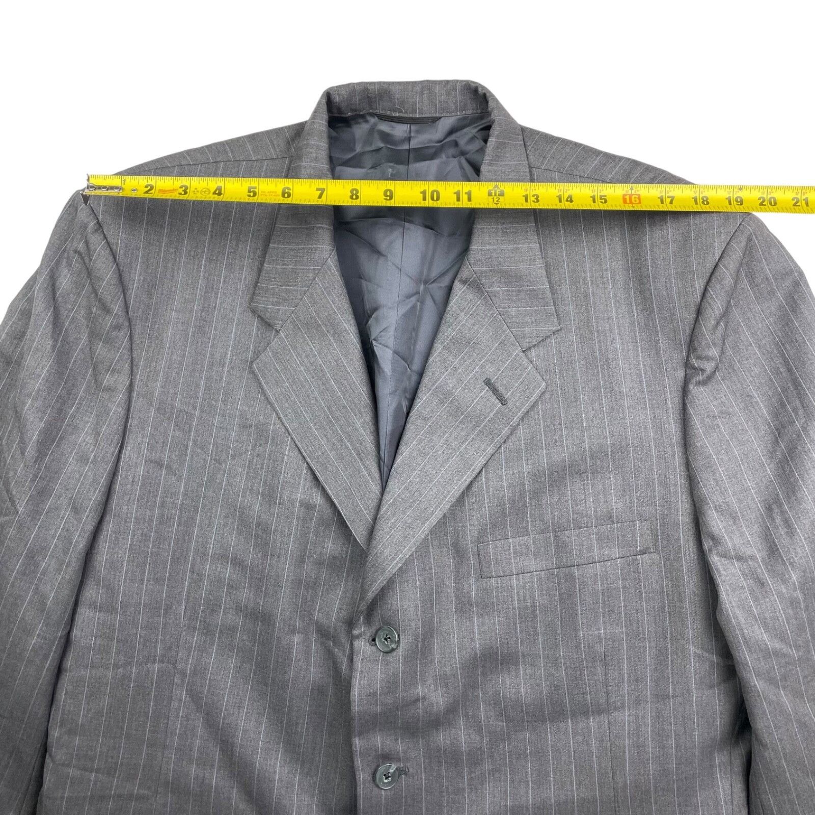 Holland & Sherry Holland & Sherry x Filo A Mano Men's Suit Gray/Blue Stripe • Size 48R - 9 Thumbnail