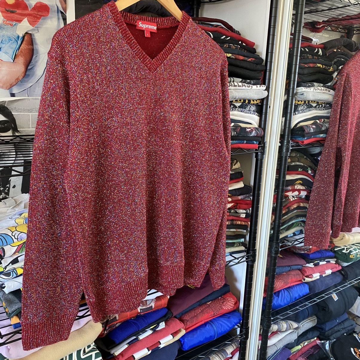 Supreme Supreme Tinsel Sweater Red 2016 Metallic Shiny Box Logo Size US L / EU 52-54 / 3 - 3 Thumbnail