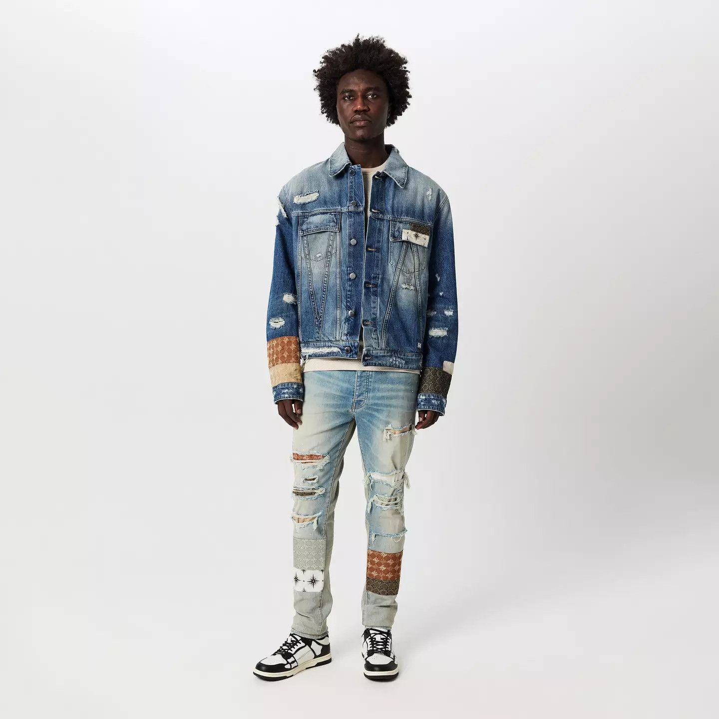 Amiri o1g2r1mq0426 Trucker Distressed Denim Jacket in Indigo Size US M / EU 48-50 / 2 - 6 Thumbnail