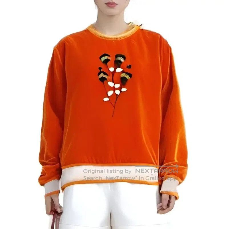 Fendi Fendi Orange Floral Long Sleeve Sweatshirt for Women . Size L / US 10 / IT 46 - 1 Thumbnail