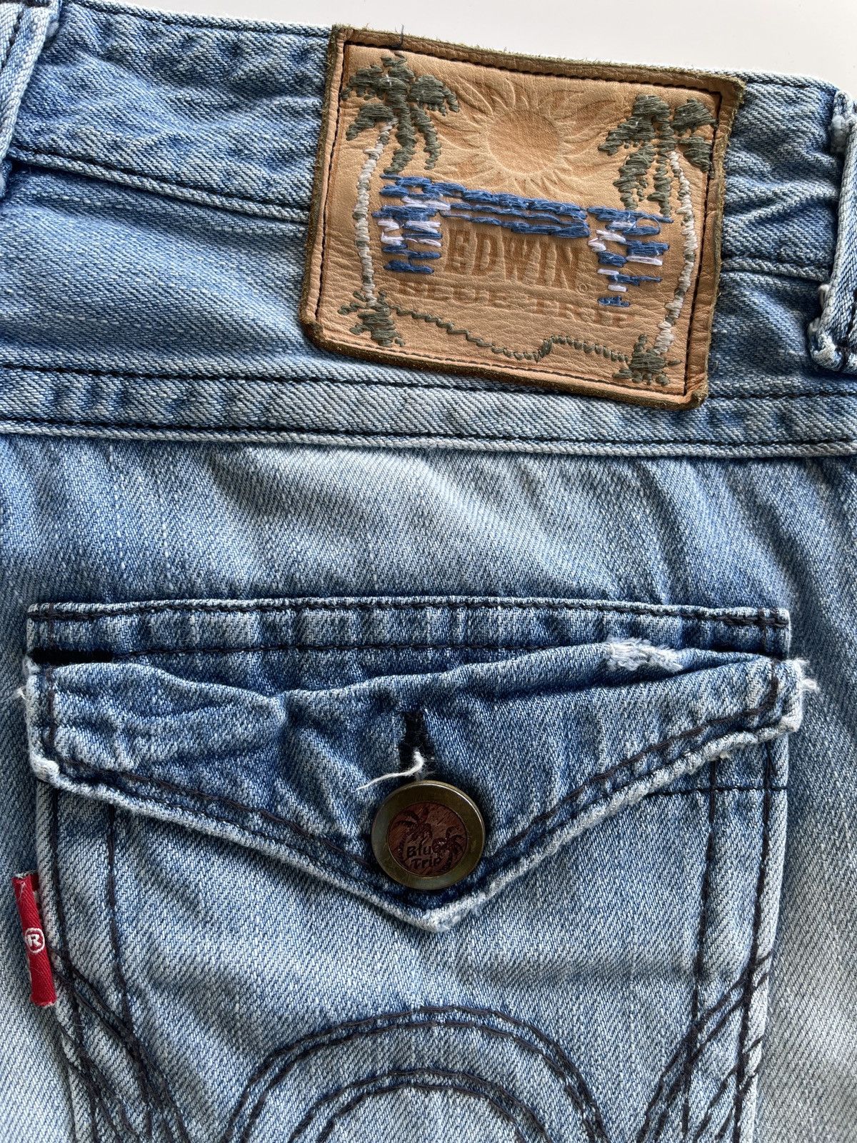 Vintage Vintage Edwin Blue Trip Distressed Flare Denim Size US 32 / EU 48 - 11 Thumbnail