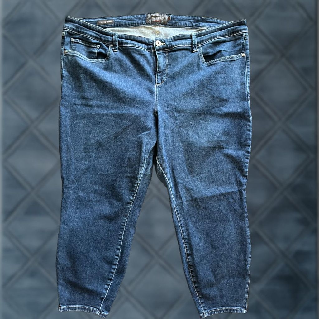 Torrid Torrid Jeans Skinny Mid Rise Stiletto Ankle Crop Blue Plus Sz 26R Denim Cotton Blend Zip Leg 25 In Inseam Womens Size ONE SIZE - 1 Thumbnail