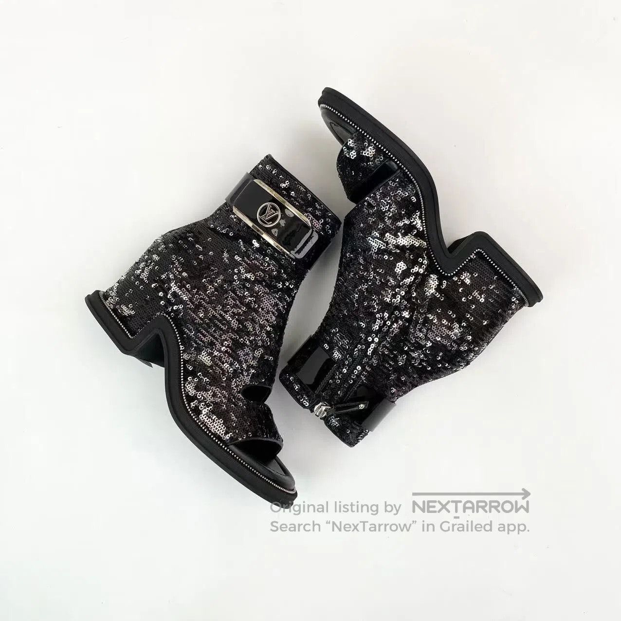 Louis Vuitton Louis Vuitton Metal logo sequined fish mouth high heels| Size US 4.5 / IT 34.5 - 3 Thumbnail
