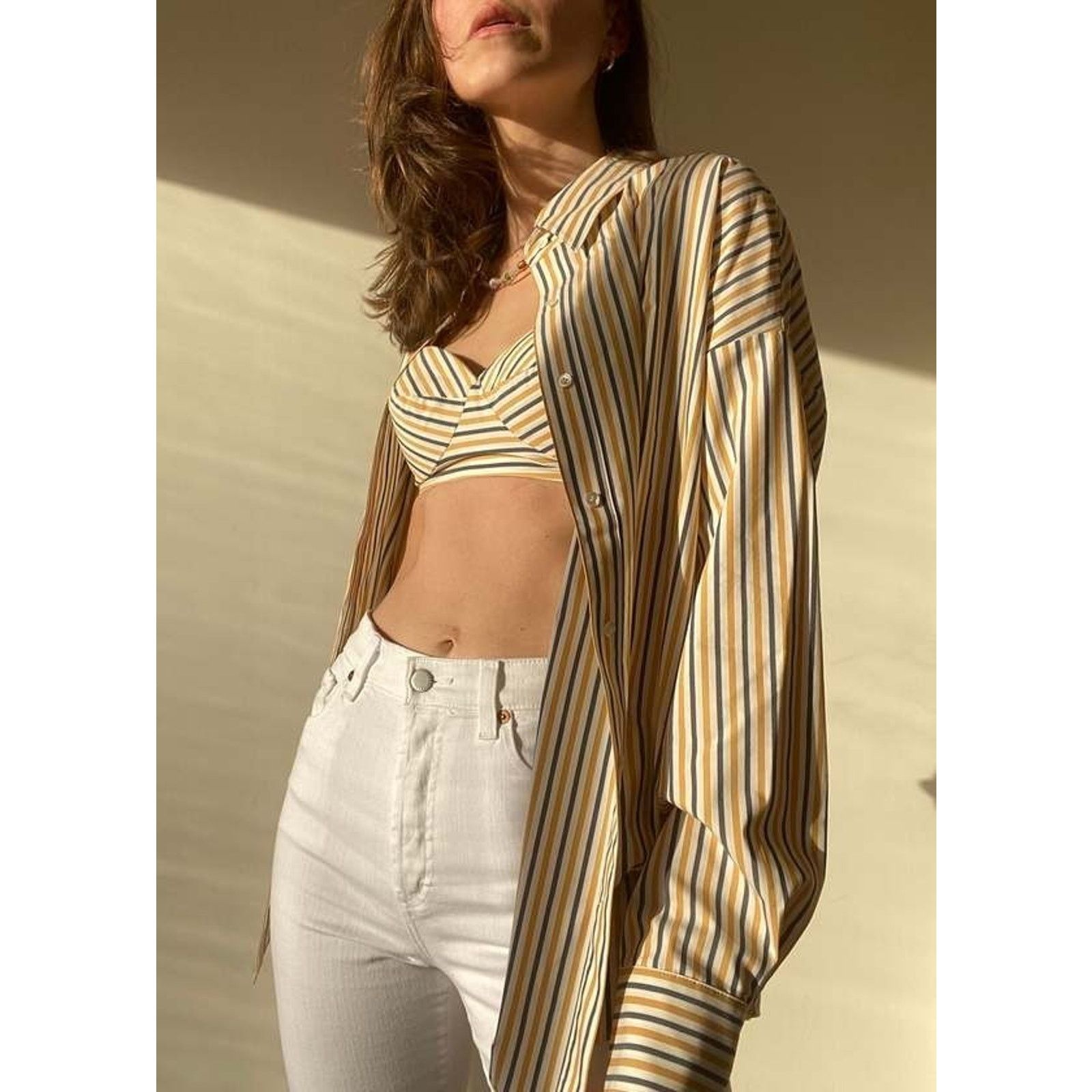 Other Favorite Daughter Ex Boyfriend Oversized Shirt Pinstripe L Size L / US 10 / IT 46 - 4 Thumbnail