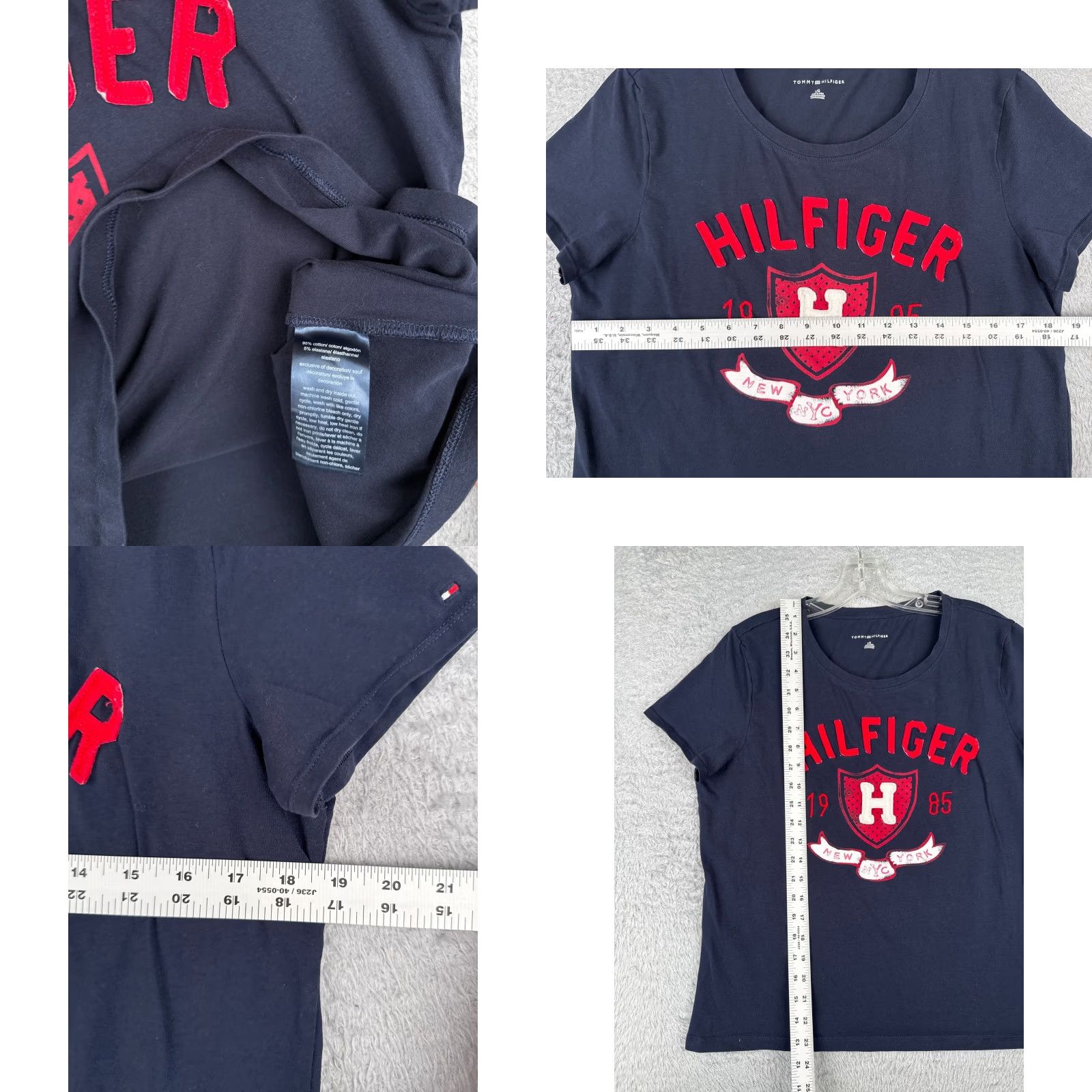 Tommy Hilfiger VINTAGE Tommy Hilfiger T-Shirt Women Large Blue Short Sleeve Cotton Jersey Casual Shirt Size L / US 10 / IT 46 - 8 Thumbnail
