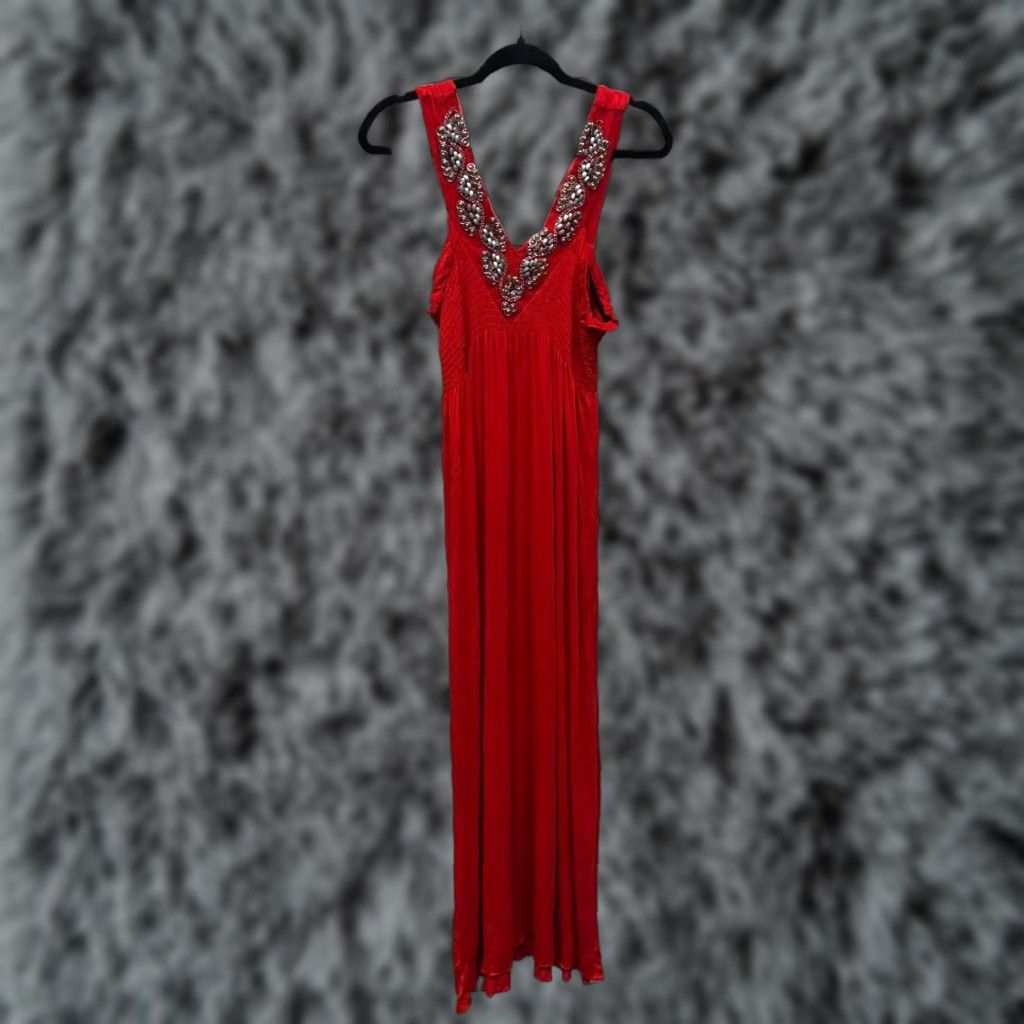 Vintage VINTAGE Bold Vixen Dress Small Maxi Metal Embellished Industrial Avant-Garde Beads Edgy Jessica Taylor Dress Size S / US 4 / IT 40 - 1 Thumbnail