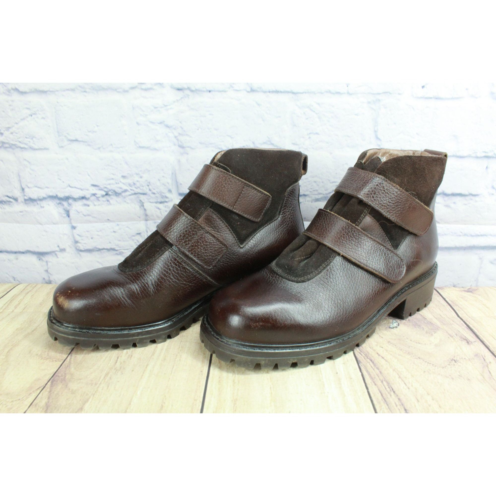L.L. Bean × Leather LL Bean Leather Hook Loop Lug Sole Wool Lined Ankle Booties Size US 10 / IT 40 - 2 Thumbnail