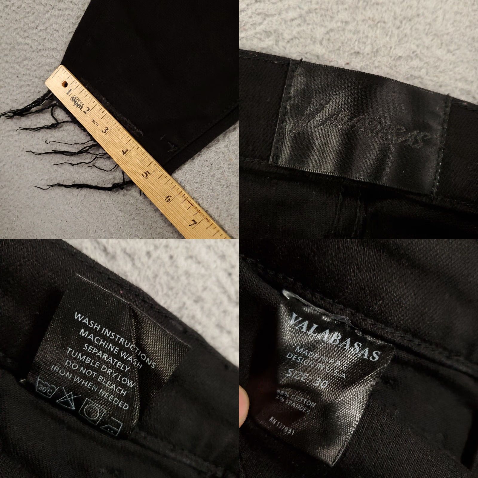 Vintage Valabasas Cargo Jeans 30 Black Skinny Pants Button Fly Fringe 90s Punk Mens Size US 32 / EU 48 - 8 Thumbnail