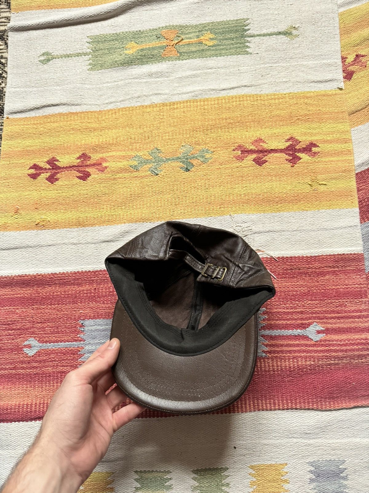 Genuine Leather Vintage 90’s Genuine Leather Brown Hat Size ONE SIZE - 5 Thumbnail
