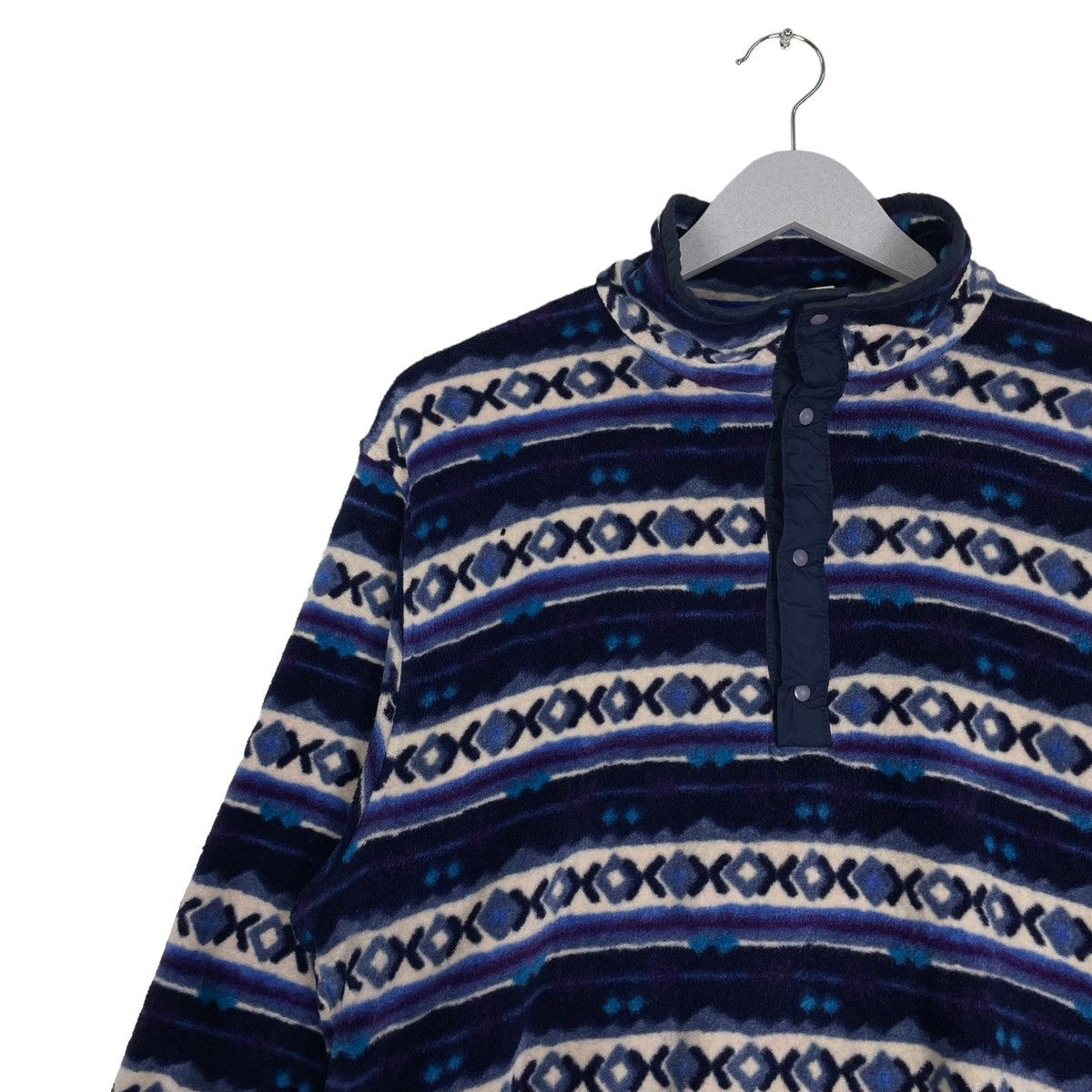 L.L. Bean × Native × Vintage 💥90s LL BEAN NATIVE FLEECE SNAP BUTTON PULLOVER SWEATSHIRT Size US M / EU 48-50 / 2 - 6 Thumbnail