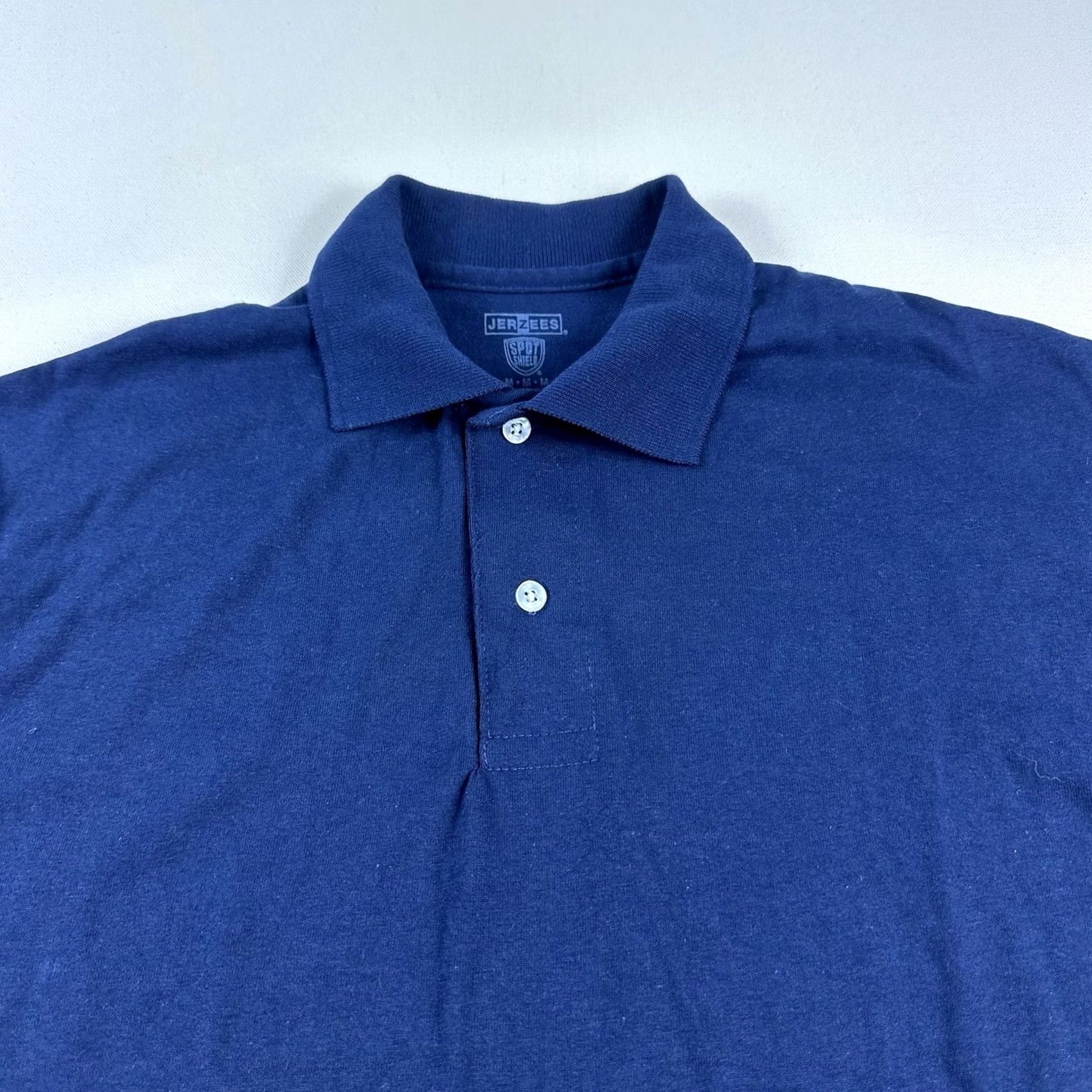 Jerzees JERZEES Polo Shirt SpotShield Mens Medium Navy Blue Short Sleeve Shirt Size US M / EU 48-50 / 2 - 3 Thumbnail
