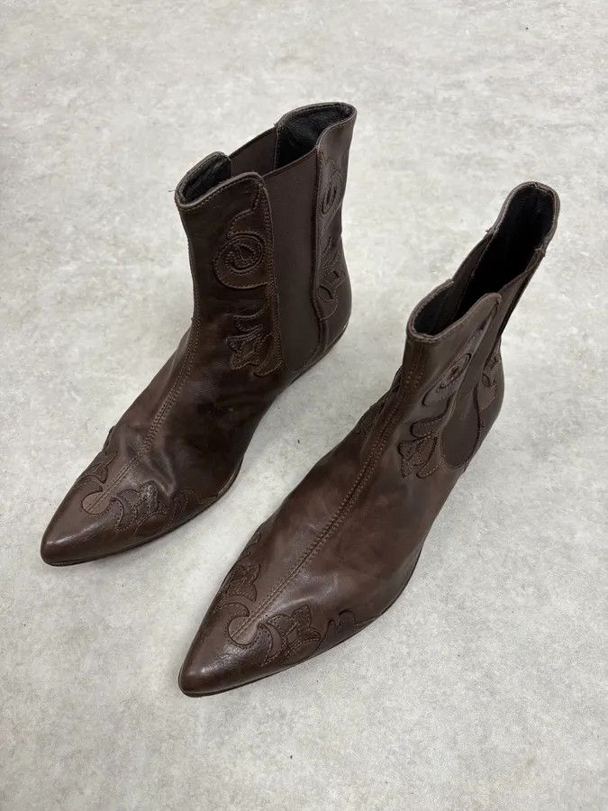 Just Cavalli 2010s Cavalli Brown Western Royal Leather Boots Size US 9 / EU 42 - 3 Thumbnail