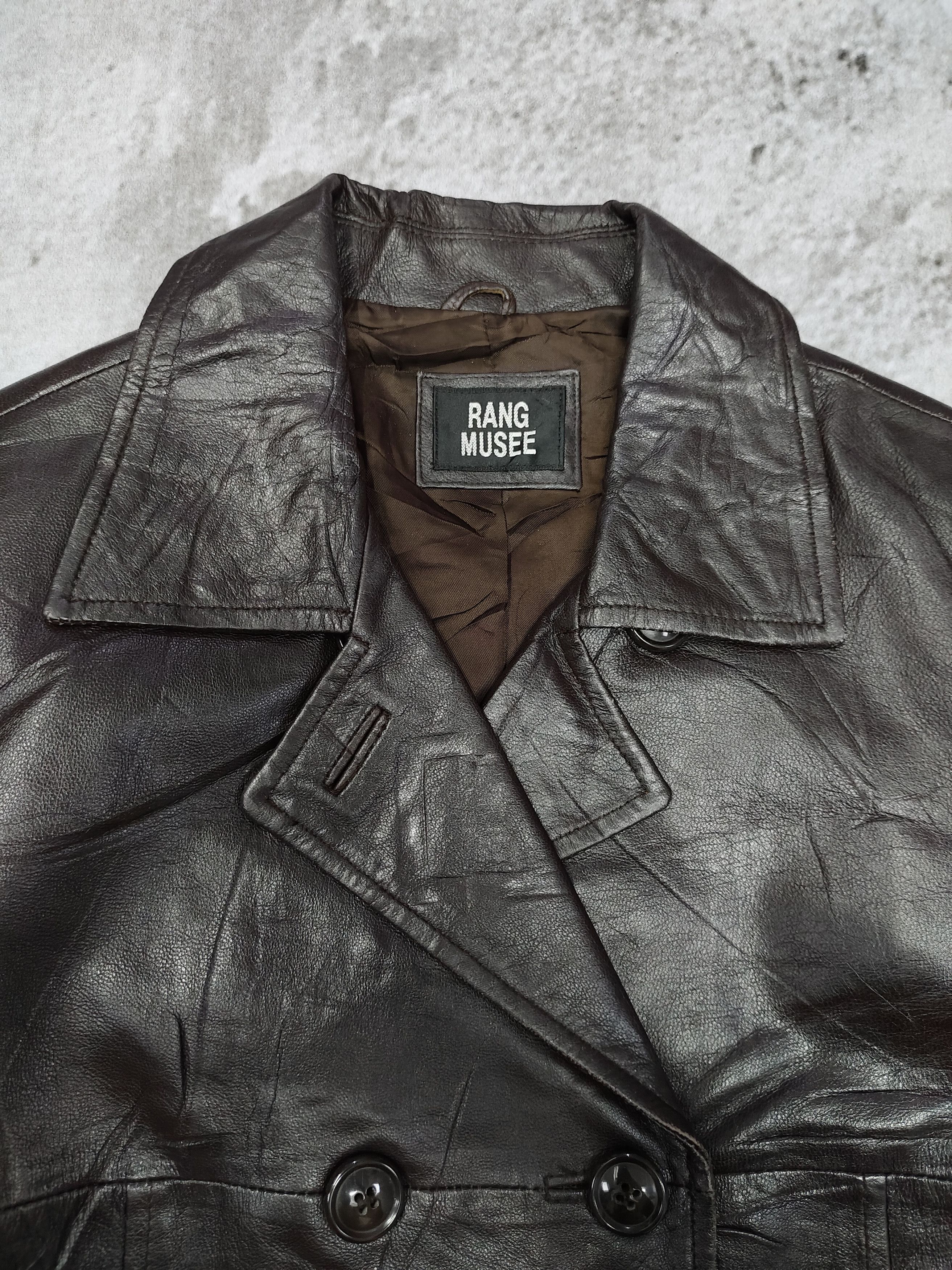 Japanese Brand 00s Rang Musee- Double Breasted Sheepskin Leather Peacoat Size L / US 10 / IT 46 - 7 Thumbnail