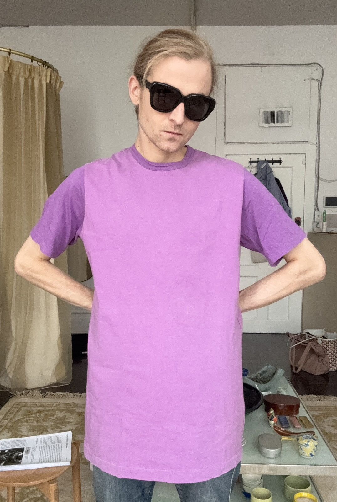 Yohji Yamamoto Yohji Yamamoto Y’s for Men SS02 Two Tone Purple T Shirt Size US L / EU 52-54 / 3 - 13 Thumbnail