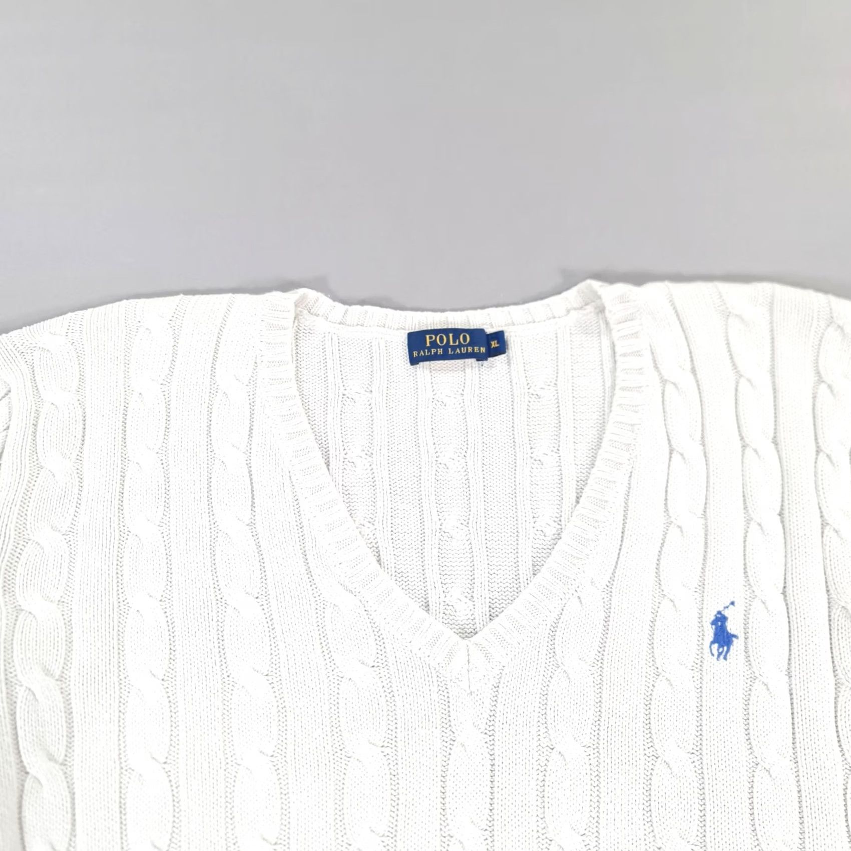 Polo Ralph Lauren Polo Ralph Lauren Jumper Womens XL Cable Knit Cotton Pullover V-Neck White Size XL / US 12-14 / IT 48-50 - 2 Thumbnail