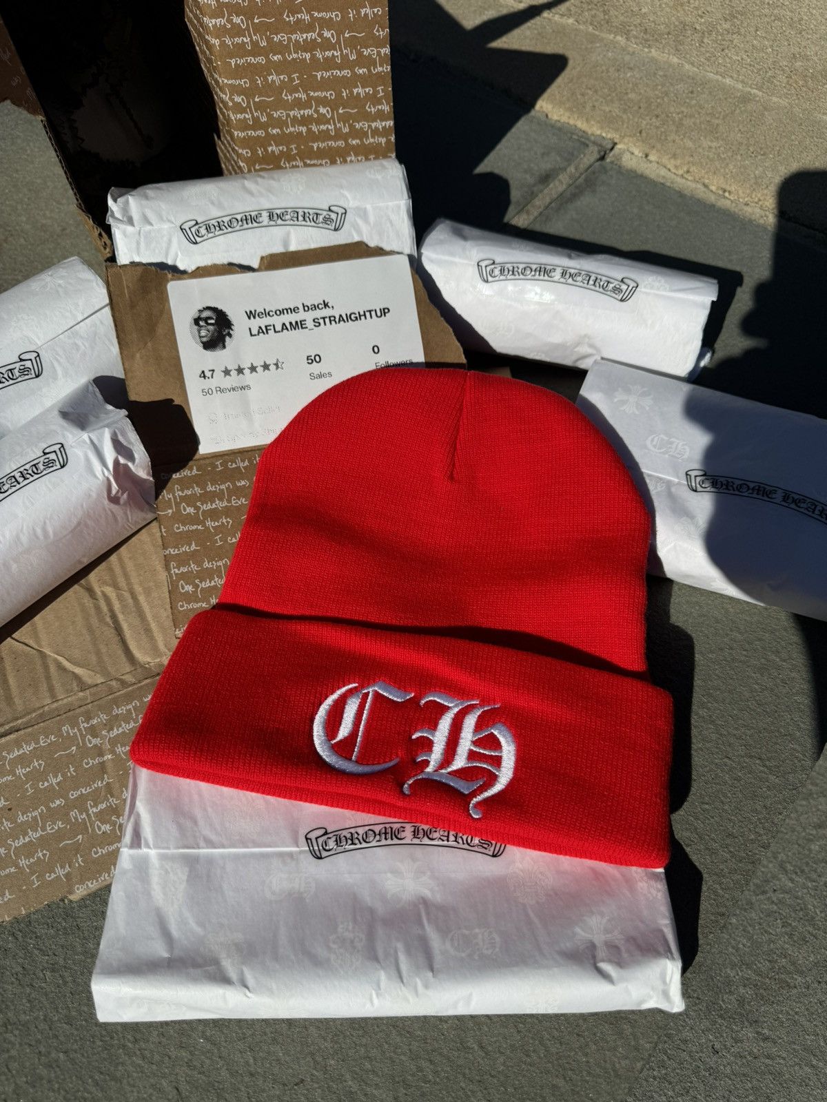 Chrome Hearts Chrome Hearts Red CH Beanie 🔴 Red BN 🔴 Size ONE SIZE - 2 Thumbnail