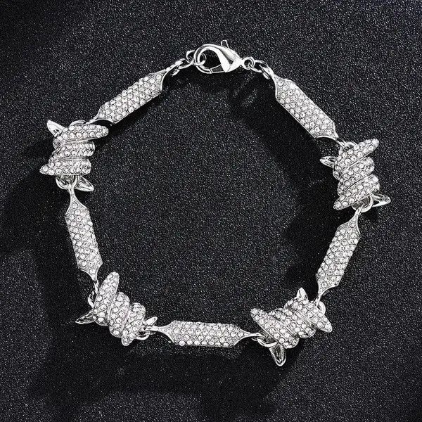 Other Iced Out Barbed Wire Link Chain Rhinestone Size ONE SIZE - 3 Thumbnail