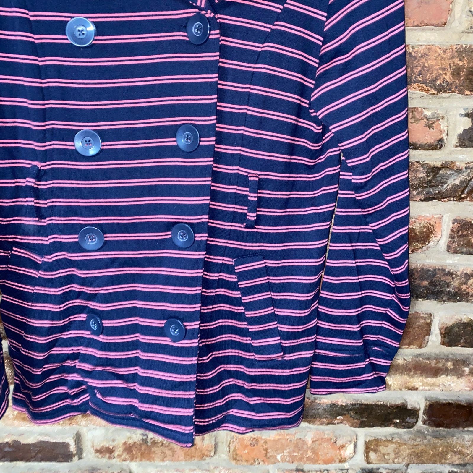 Merona NWT Merona Navy Blue Pink Double Breasted Knit Jacket XL Size XL / US 12-14 / IT 48-50 - 3 Thumbnail