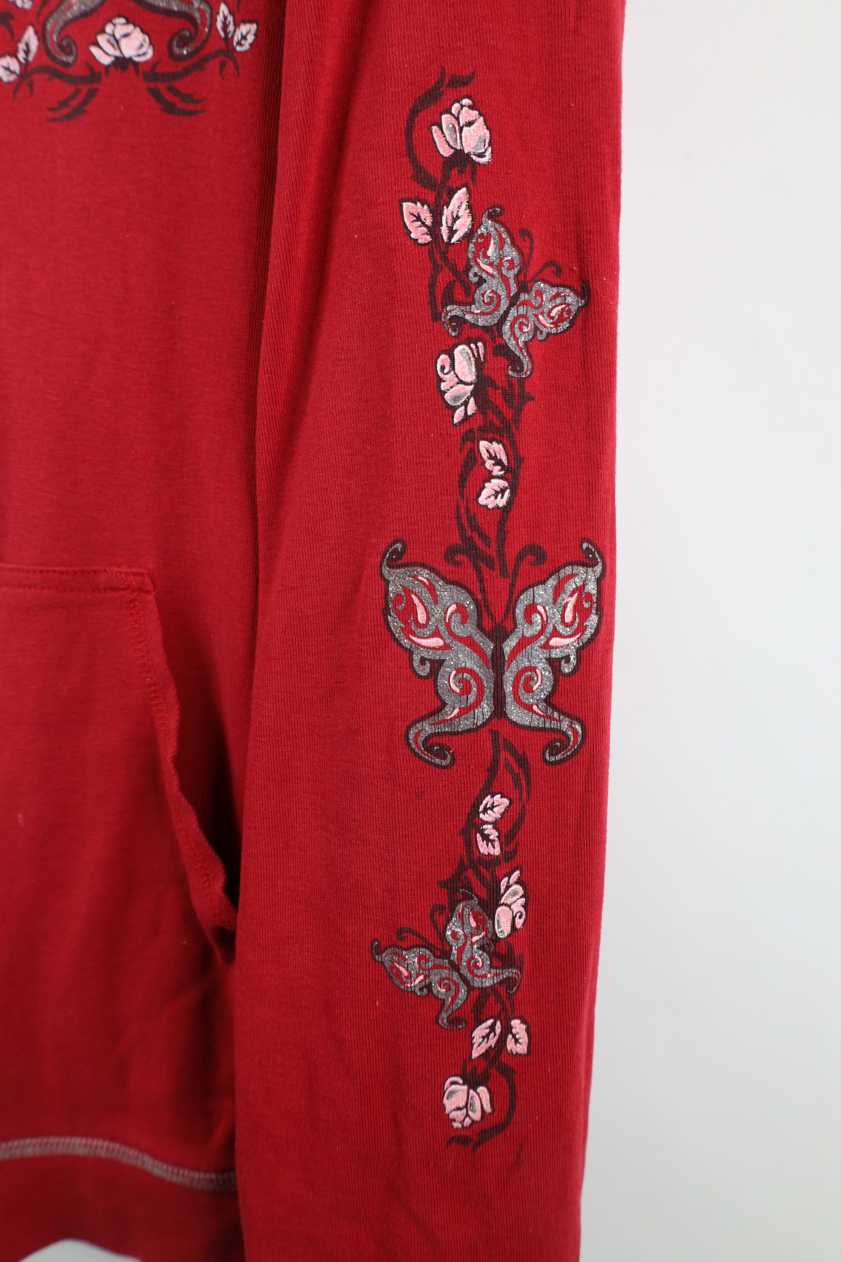 Vintage Vintage Y2K 90s Streetwear Butterfly Tribal Rose Zip Hoodie Size XL / US 12-14 / IT 48-50 - 4 Thumbnail