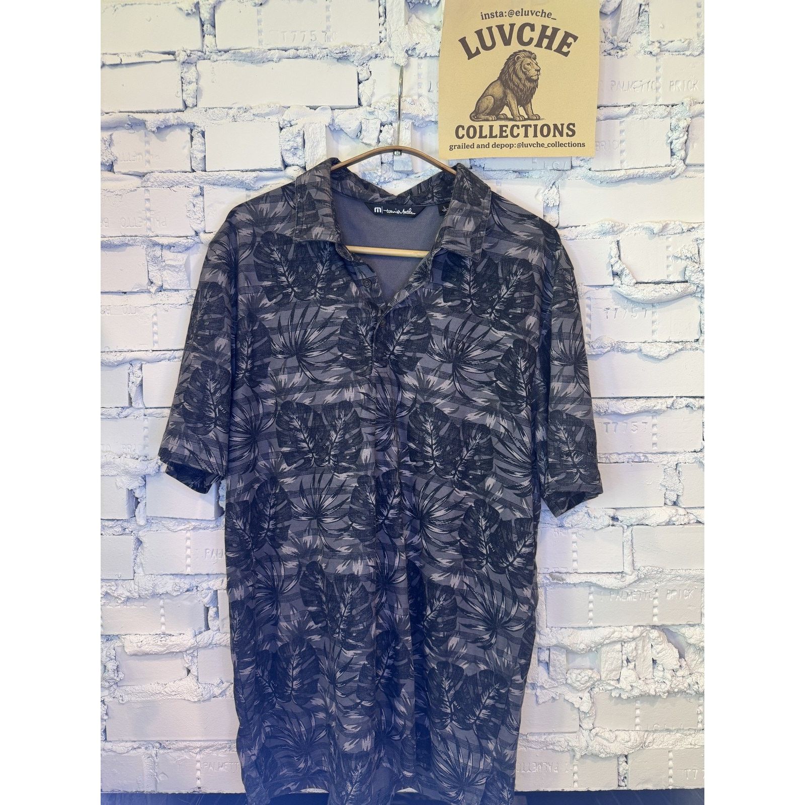 TravisMathew Travis Mathew Polo Large Gray Black Leaf Print Peru Golf Size US L / EU 52-54 / 3 - 1 Thumbnail