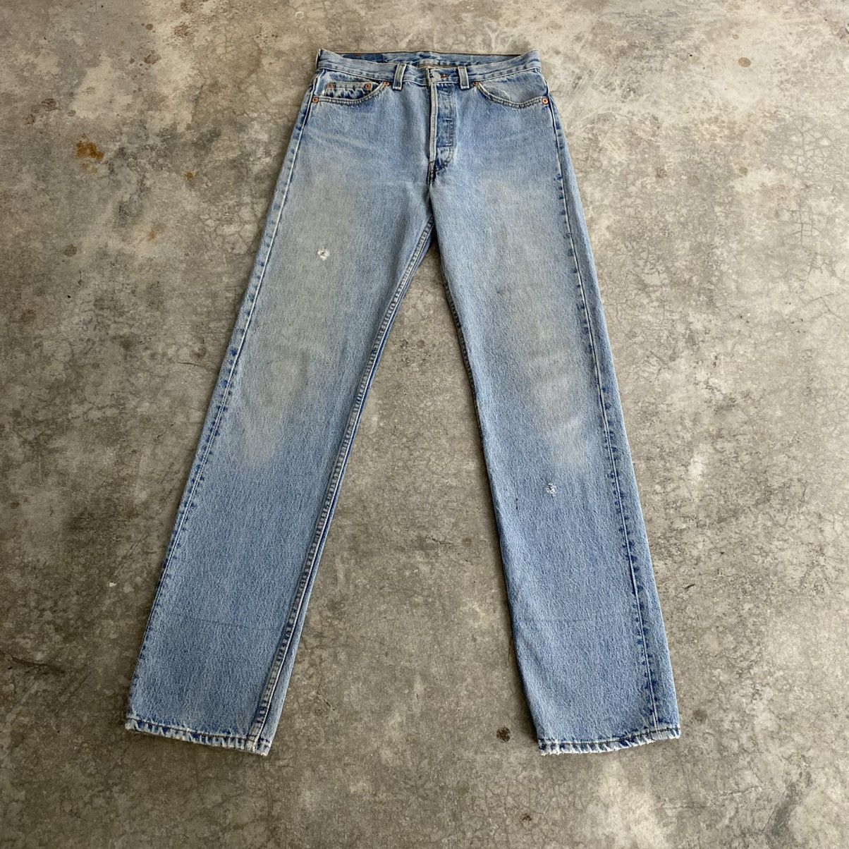 Levi's Size 29x32.5 Vintage 1993 Levis 501 Light Blue Denim Jeans Size US 29 - 1 Thumbnail
