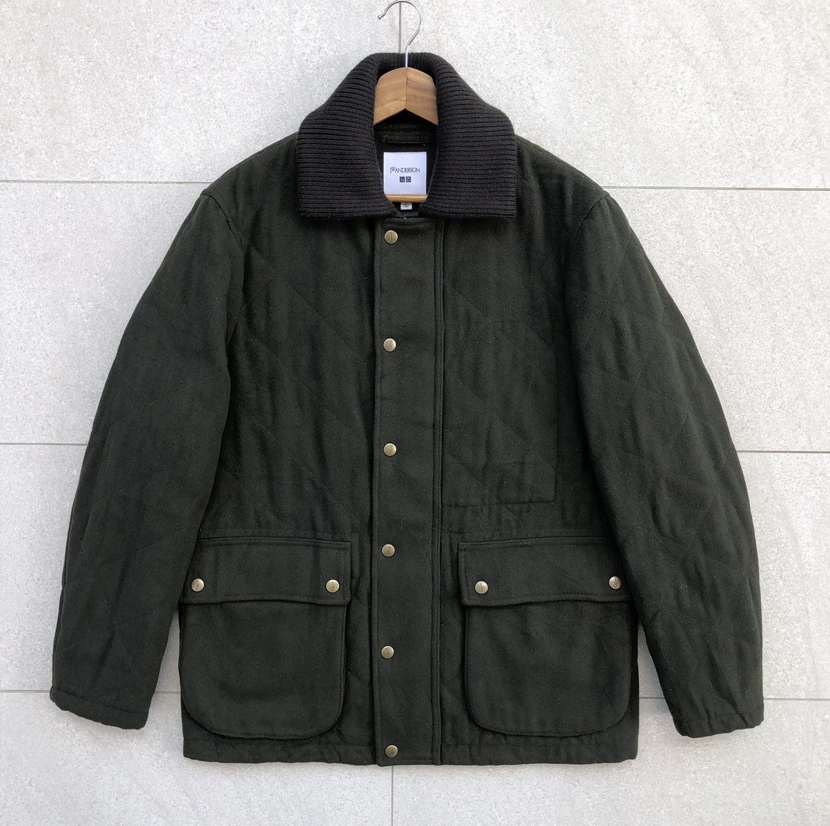 JW Anderson × Uniqlo Uniqlo x JW Anderson Green Wool Blended Quilted Jacket Men's Size US L / EU 52-54 / 3 - 4 Thumbnail