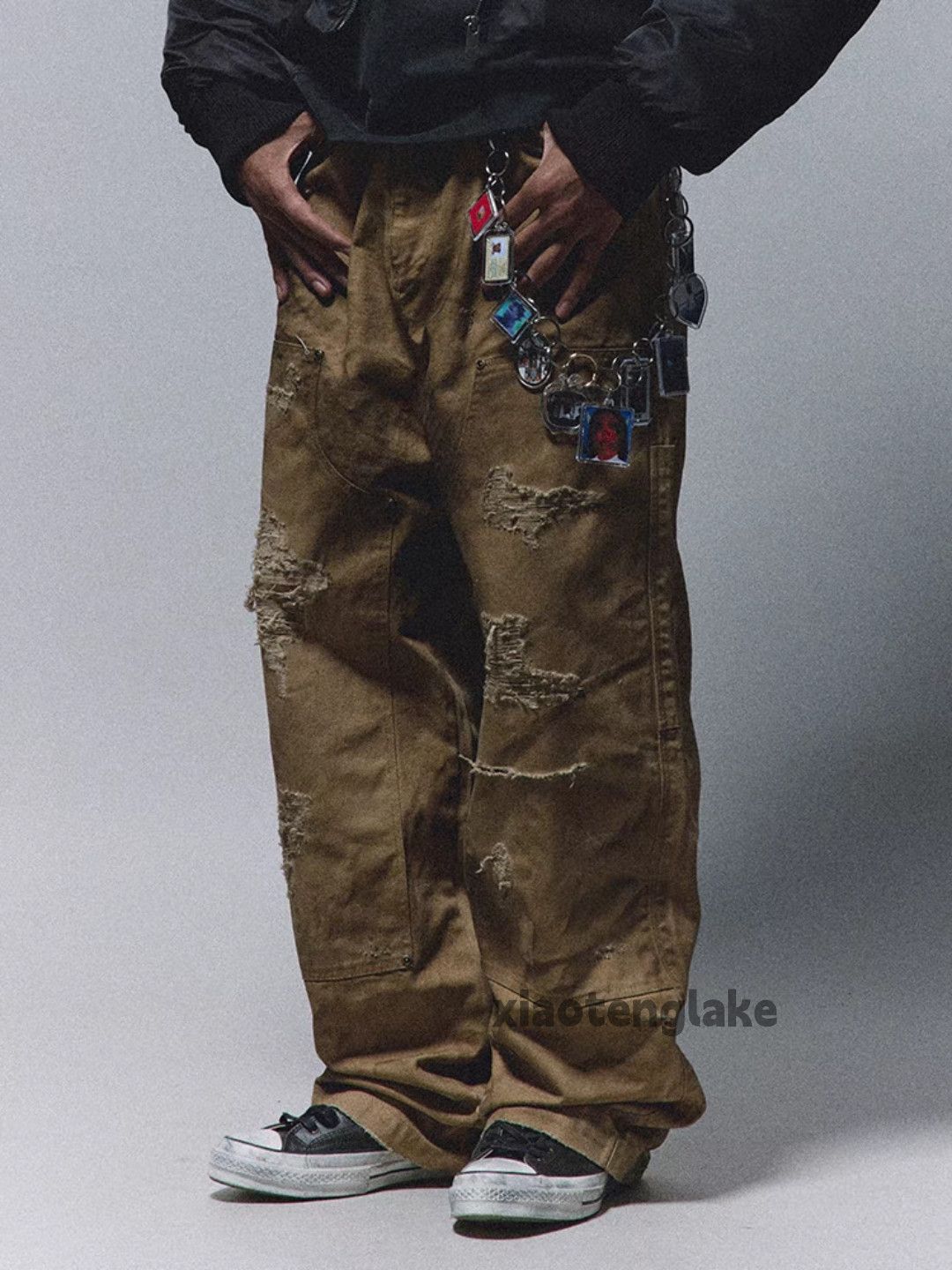 utility skate hiphop loose baggy carpenter ripped work pants