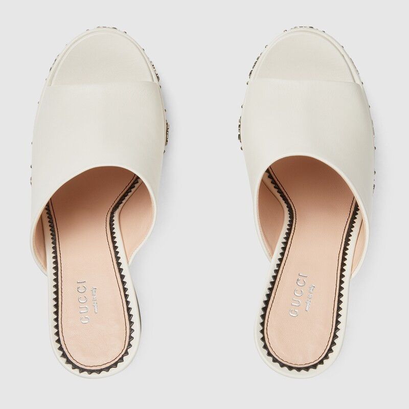 Gucci o1s1wg110125 Platform Slides Sandals in Off White Size US 8 / IT 38 - 4 Thumbnail
