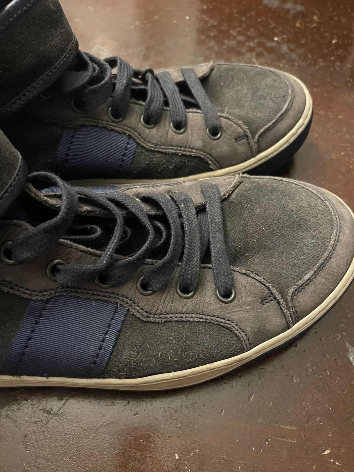 Lanvin Lanvin Mens Size 8 High Top Strap Sneakers Black Suede Size US 8 / EU 41 - 4 Thumbnail