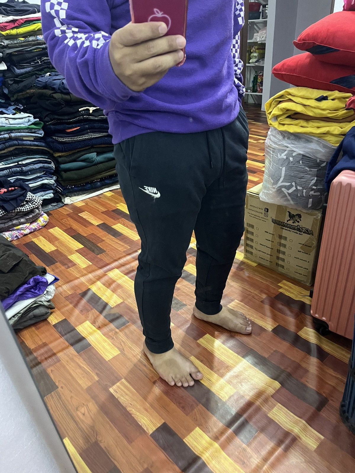Nike Nike Mini Swoosh Black Sweatpants Joggers Size US 32 / EU 48 - 10 Thumbnail