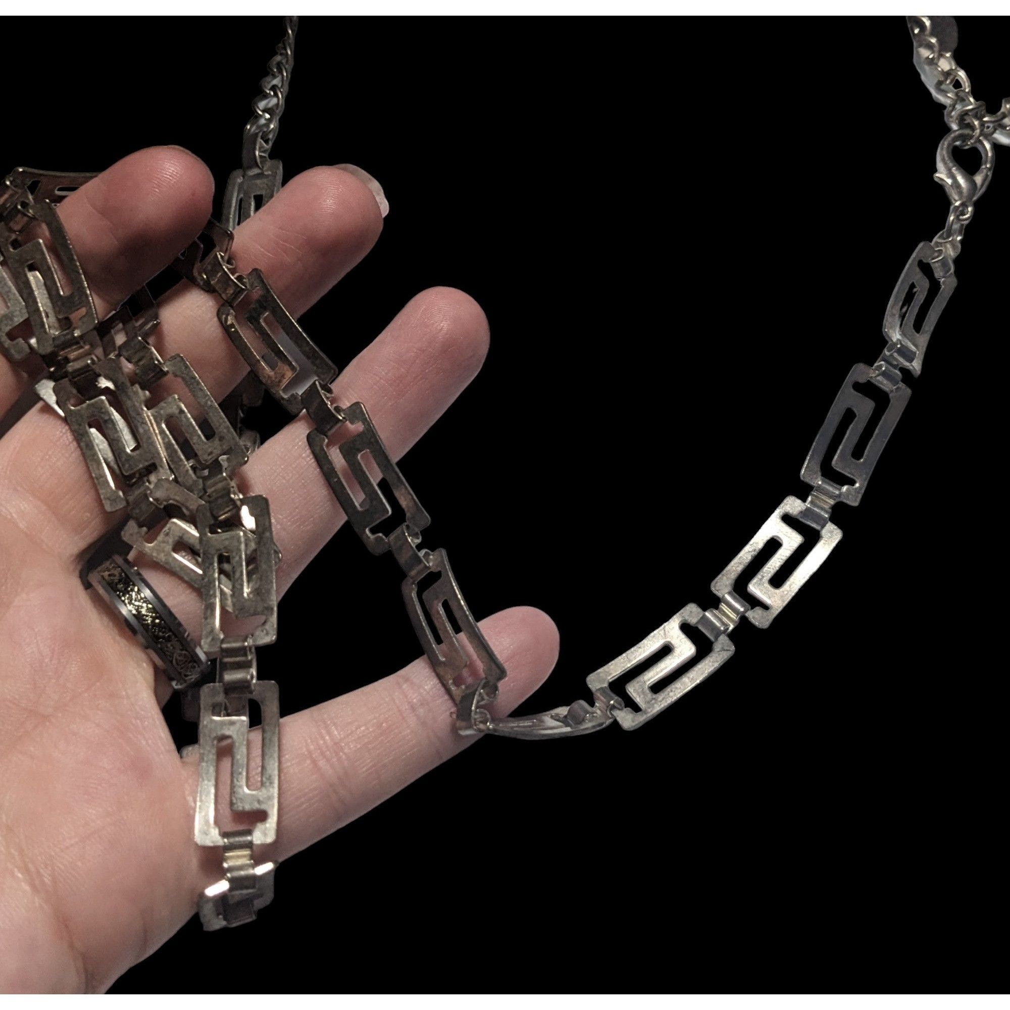 Other Retro Silver Grecian Link Chain Necklace Size ONE SIZE - 3 Thumbnail
