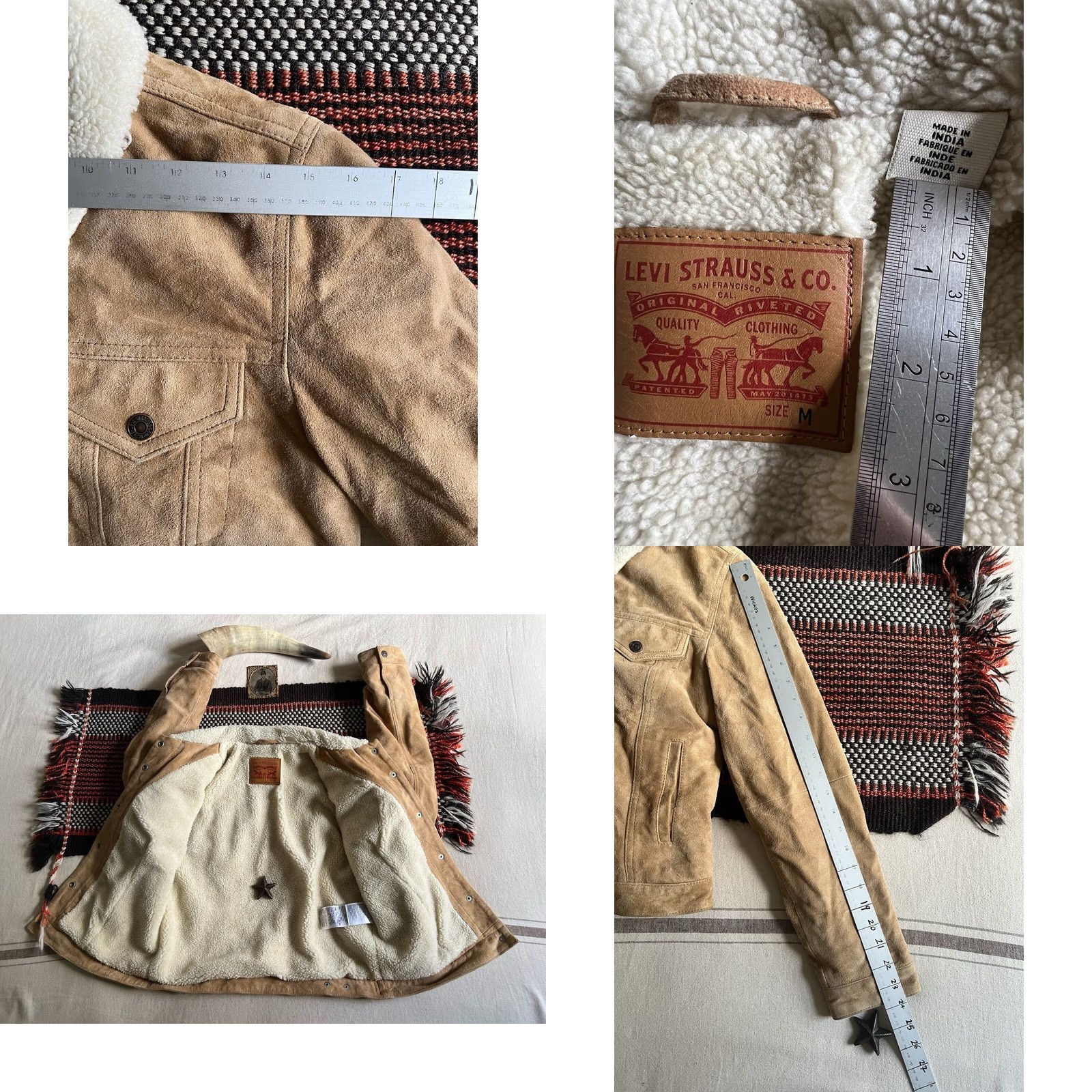 Levi's VINTAGE Levi's Suede Trucker Jacket M Sherpa Fleece Special Ltd Edition Leather LNWOT Beige Women Regular Jacket Mens Womens Size M / US 6-8 / IT 42-44 - 9 Thumbnail