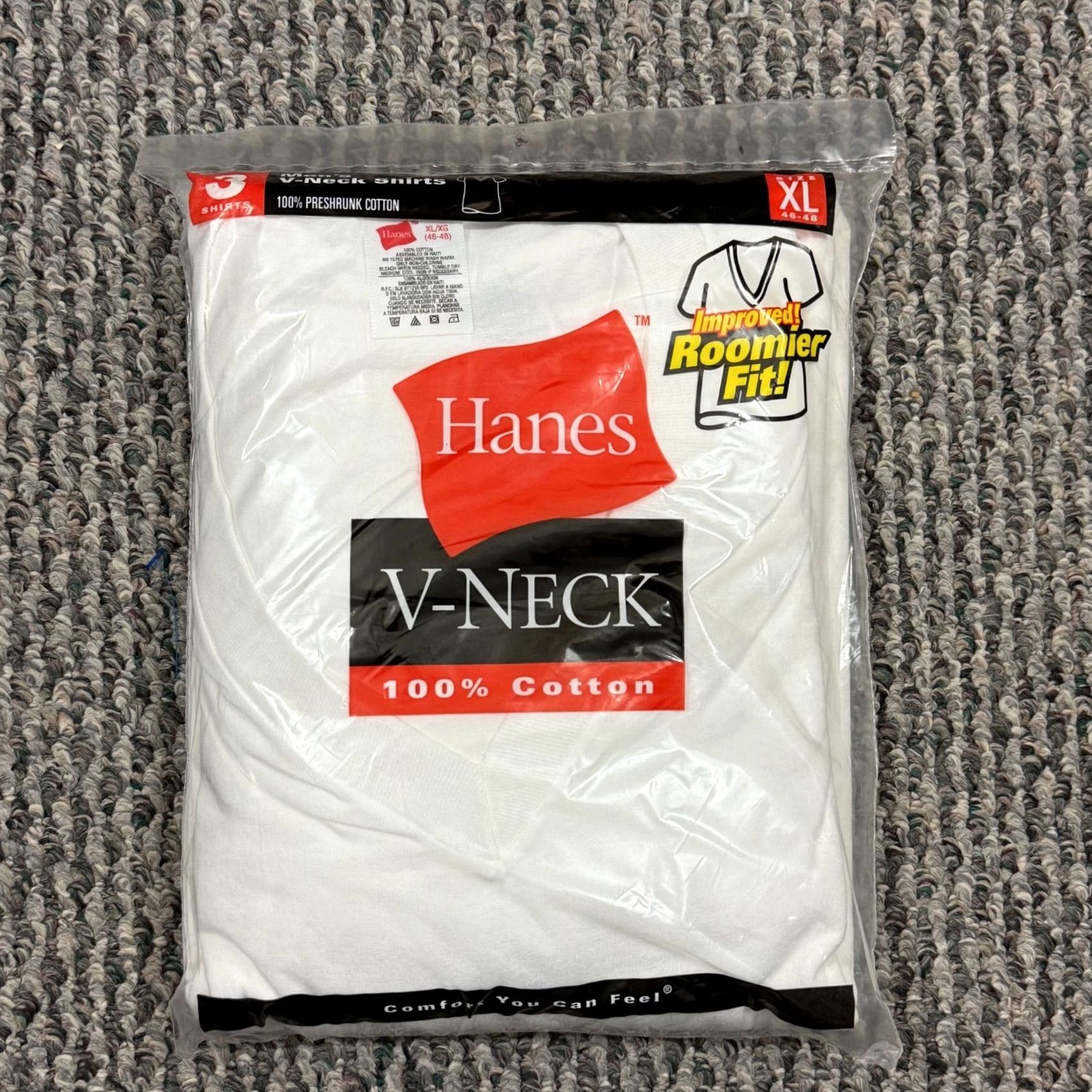 Hanes VINTAGE Hanes Shirt Mens XL White V-Necks Comfort 3 Pack Undershirt Casual New Size US XL / EU 56 / 4 - 2 Thumbnail