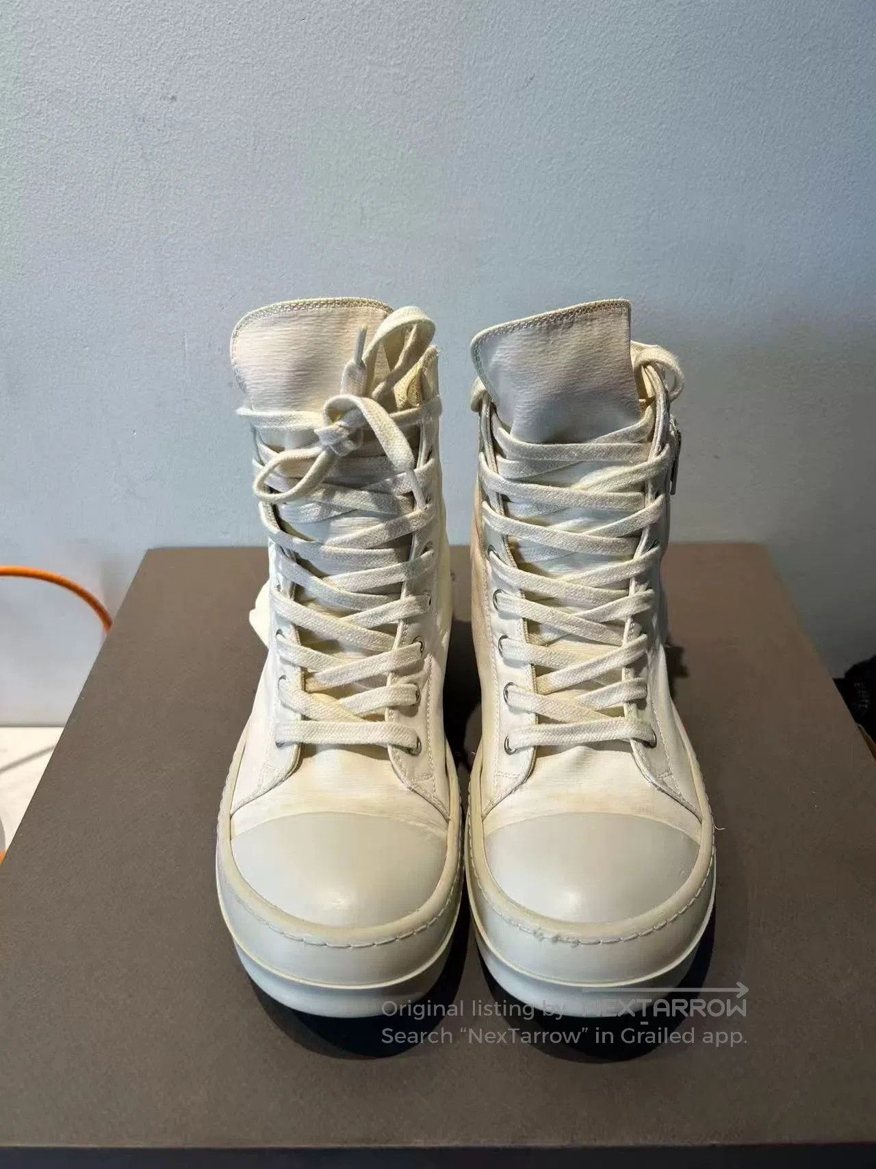 Rick Owens Rick Owens White High-Top Sneakers. Size US 6 / EU 39 - 3 Thumbnail
