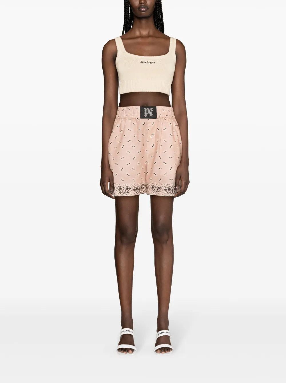 Palm Angels o1y1125 Short in Beige/Black Size 25" / US 0 / IT 36 - 4 Thumbnail