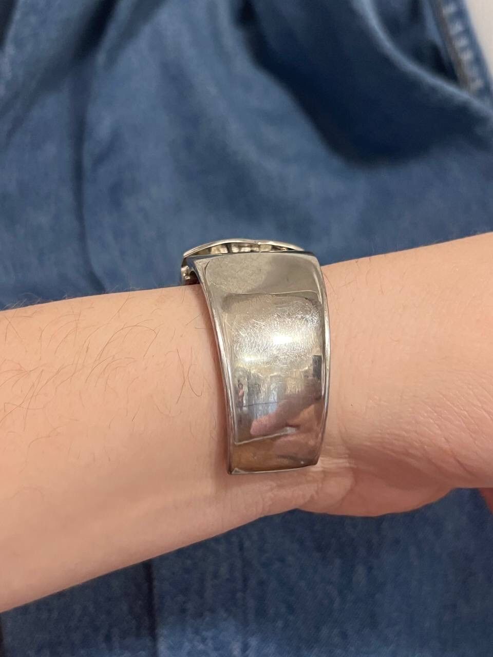 Japanese Brand × Jewelry × Vintage Japan Stylish Full Chrome Chunky Watch Bracelet Futuristic Size ONE SIZE - 7 Thumbnail