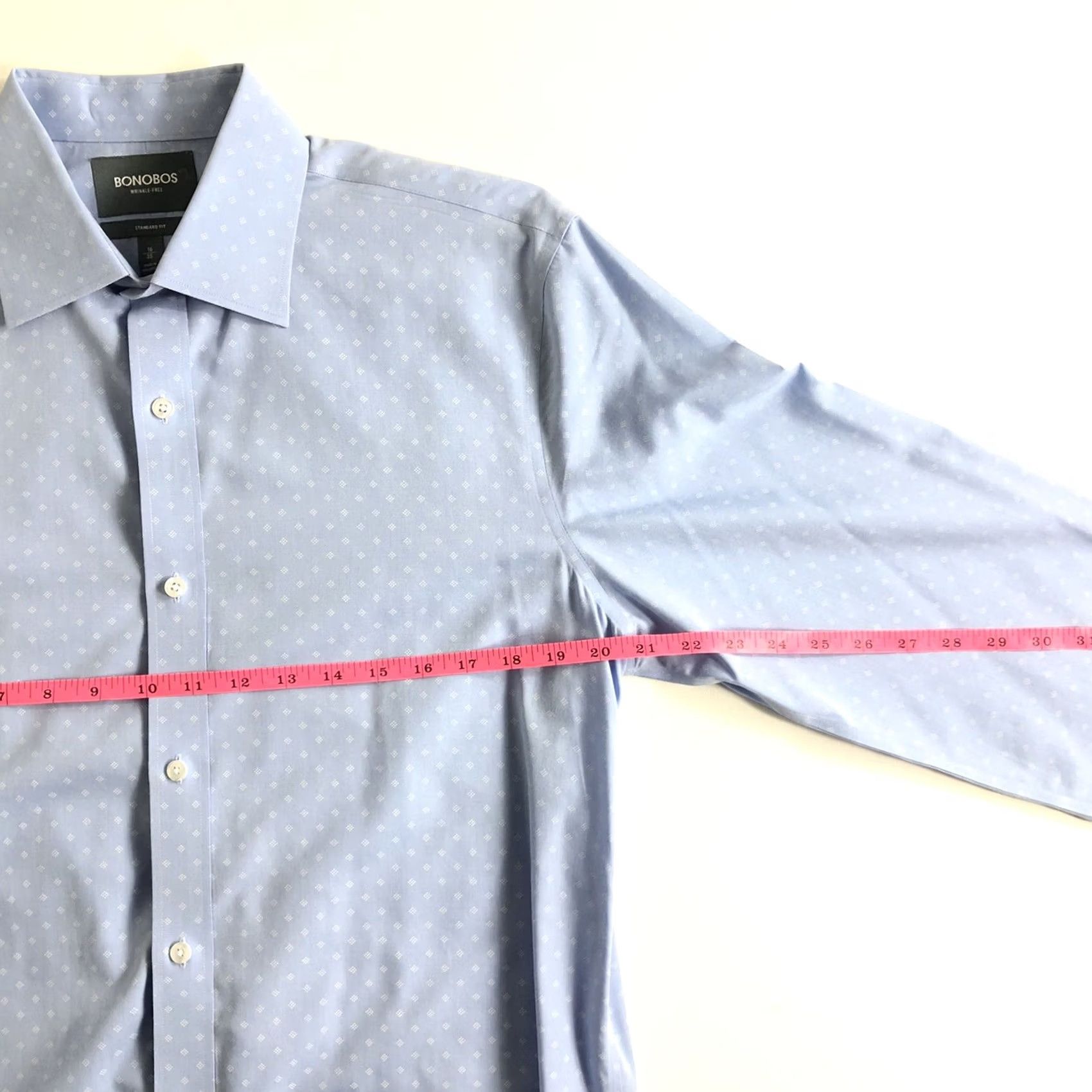 Bonobos Bonobos Shirt Standard Fit Wrinkle Free Blue 16-35 Button-Up L/S Mens Regular Size 16-35 Blue Size 42R - 4 Thumbnail