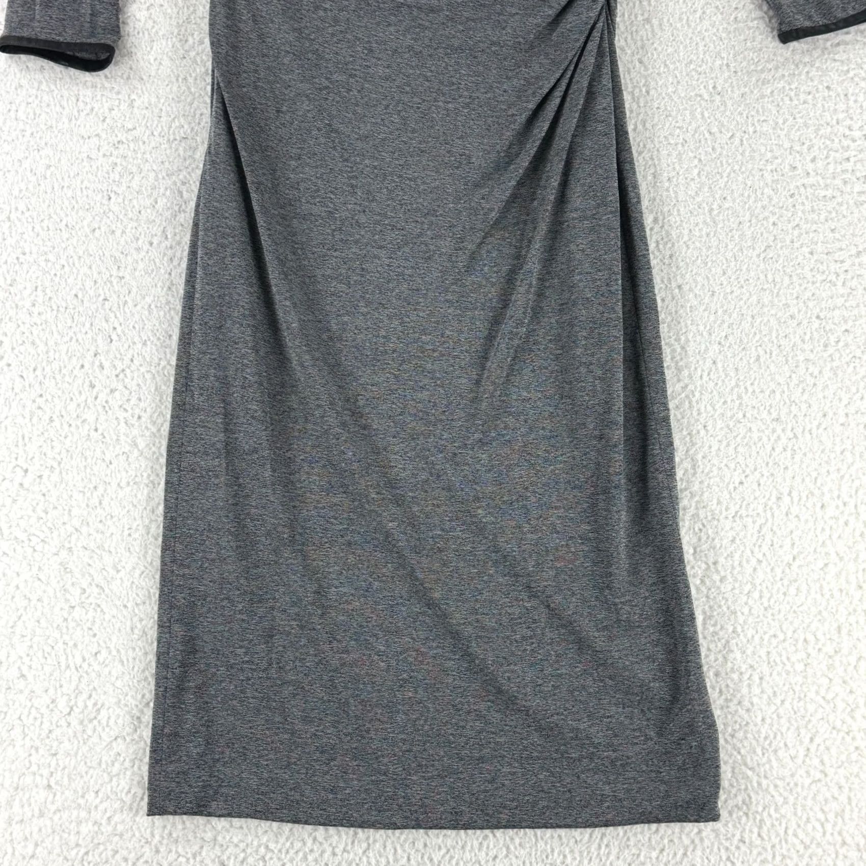 Karen Millen Karen Millen Sheath Dress Womens Size 2 Gray Heathered Draped 3/4 Sleeve Stretch Lad Dress Ladies Shirt? Size XS / US 0-2 / IT 36-38 - 3 Thumbnail