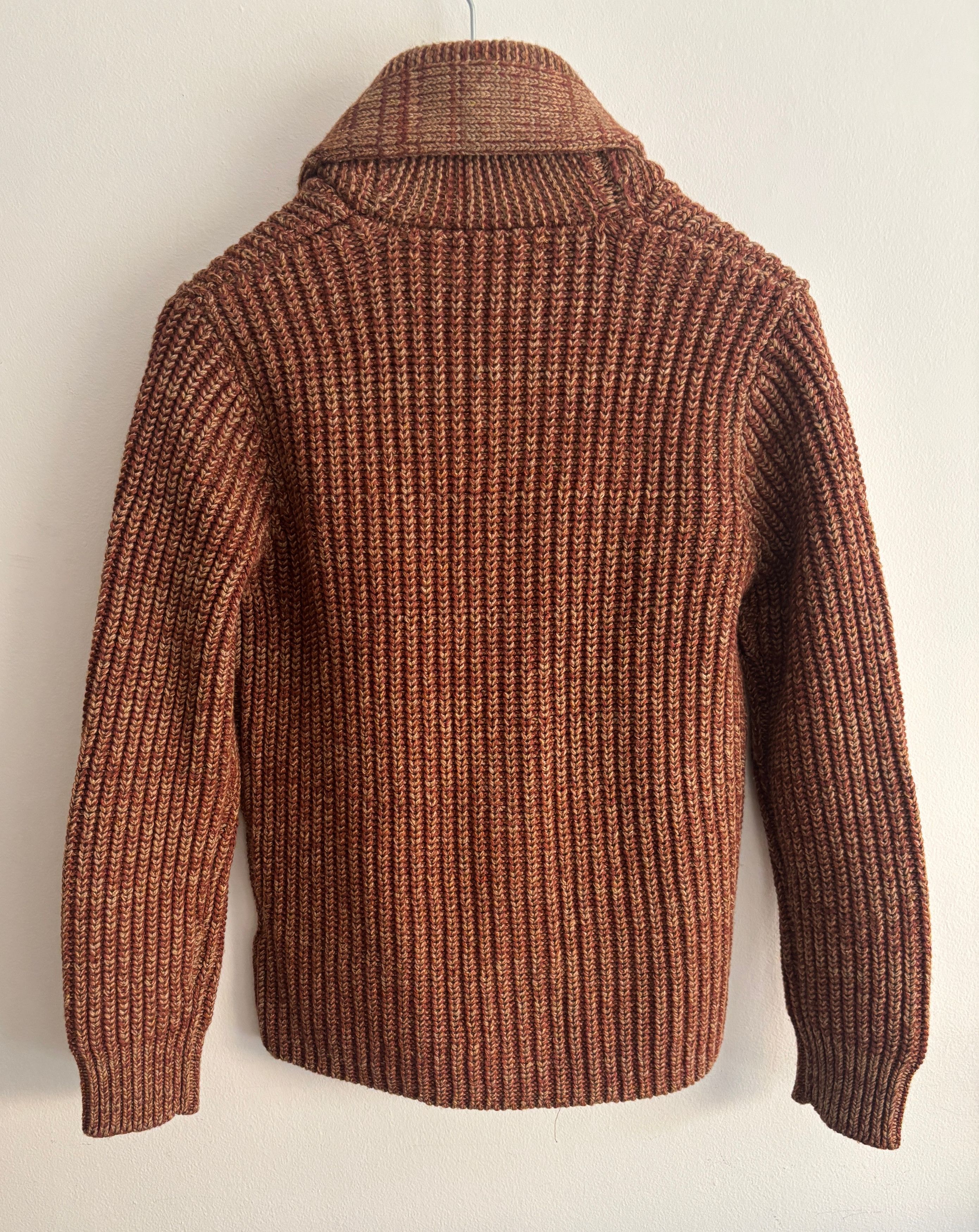 RRL Ralph Lauren BNWT Thick Rust Marl Wool Cotton Shawl Collar Cardigan MiUSA Size US S / EU 44-46 / 1 - 5 Thumbnail