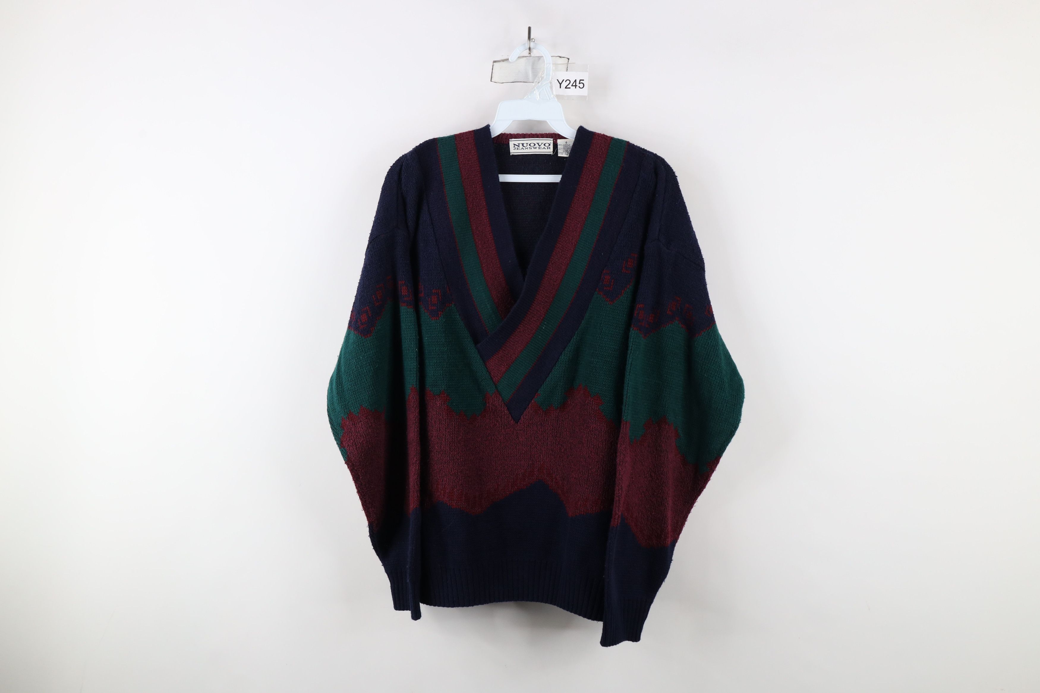 Vintage Vintage 90s Streetwear Striped Dapper Knit V-Neck Sweater Size US S / EU 44-46 / 1 - 1 Thumbnail